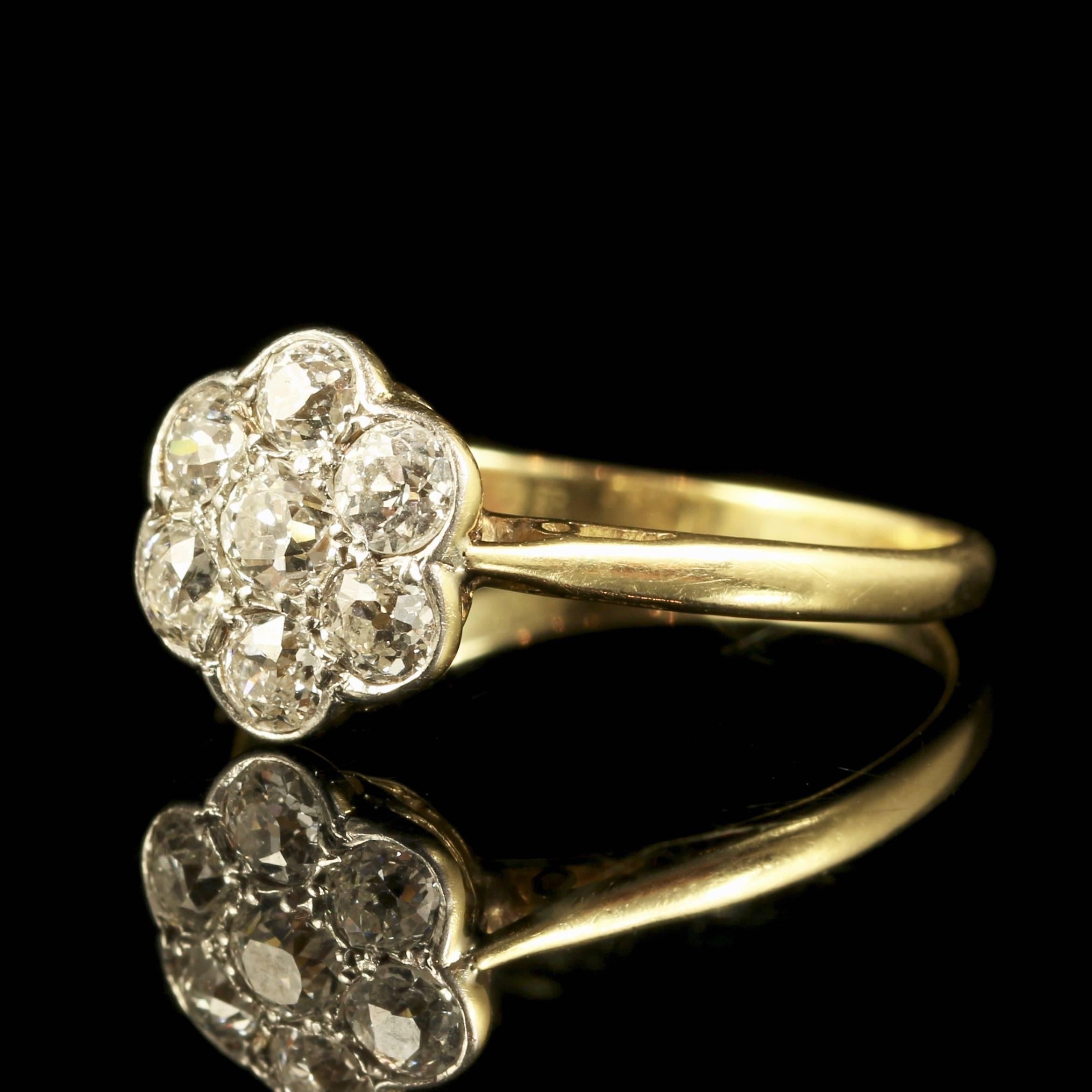 This beautiful Edwardian 18ct yellow gold and platinum ring boasts fabulous Old Cut Diamonds that have superb clarity and colour.

All original to the Edwardian period, a beautiful ring which will make a perfect engagement ring.

Approx. 0.65ct in