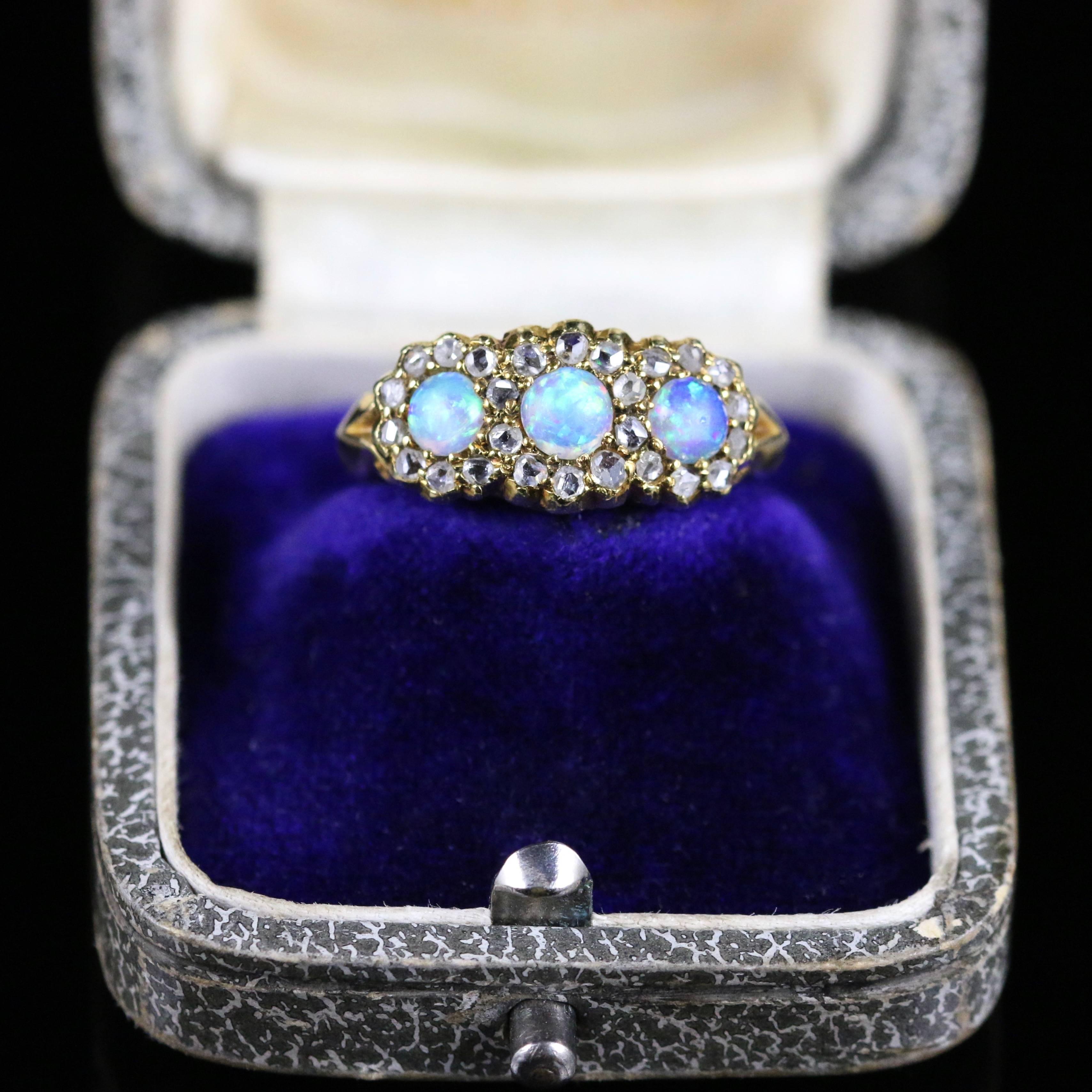 Antique Victorian Opal Diamond Trilogy Ring, circa 1880 1