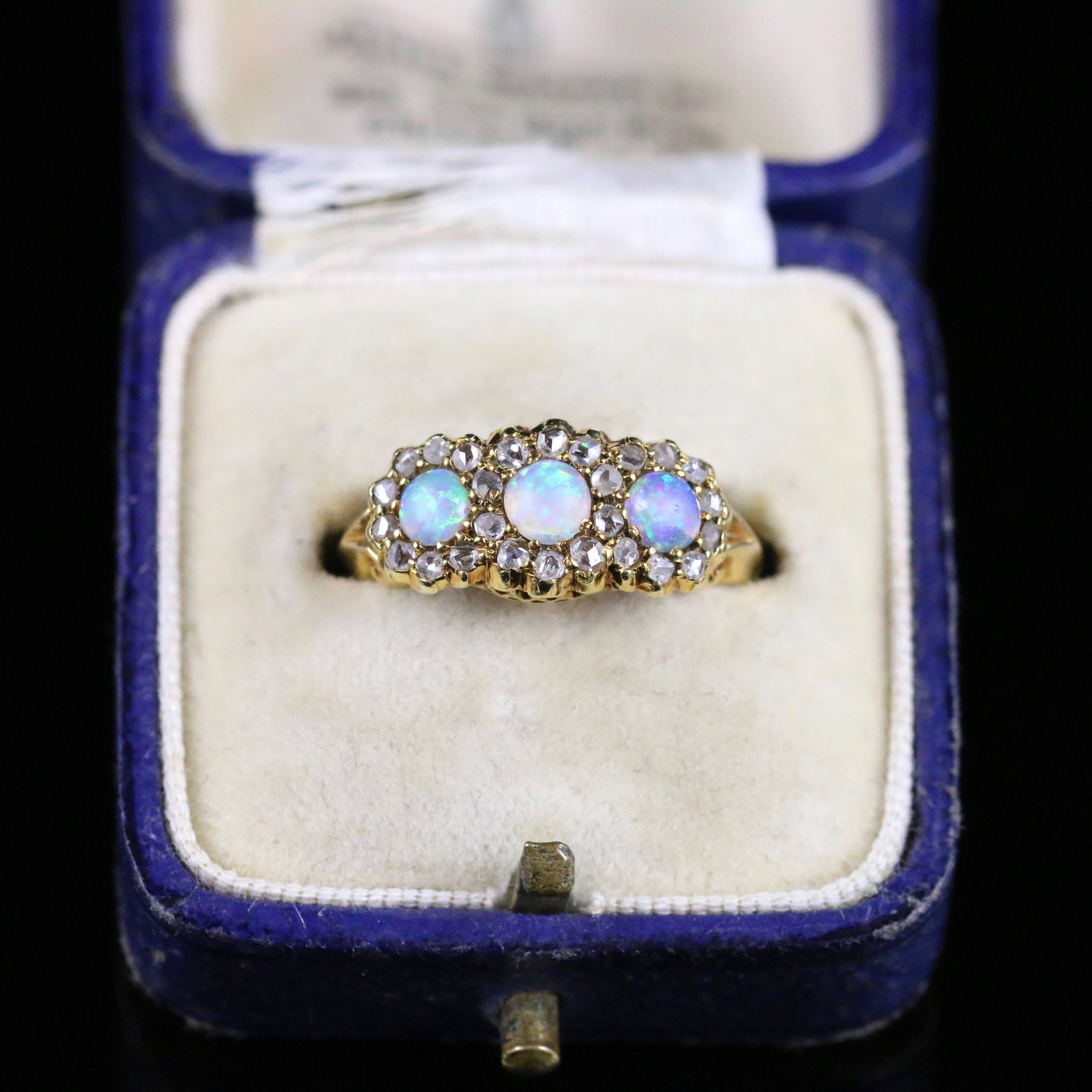 Antique Victorian Opal Diamond Trilogy Ring, circa 1880 2