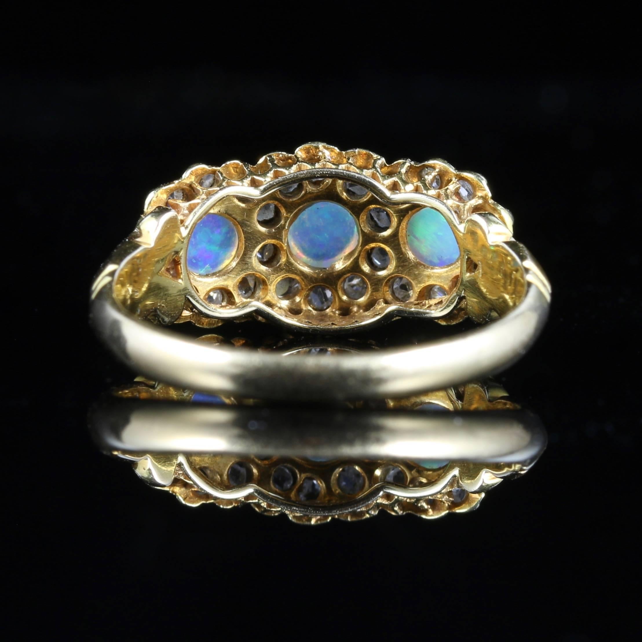 Antique Victorian Opal Diamond Trilogy Ring, circa 1880 3