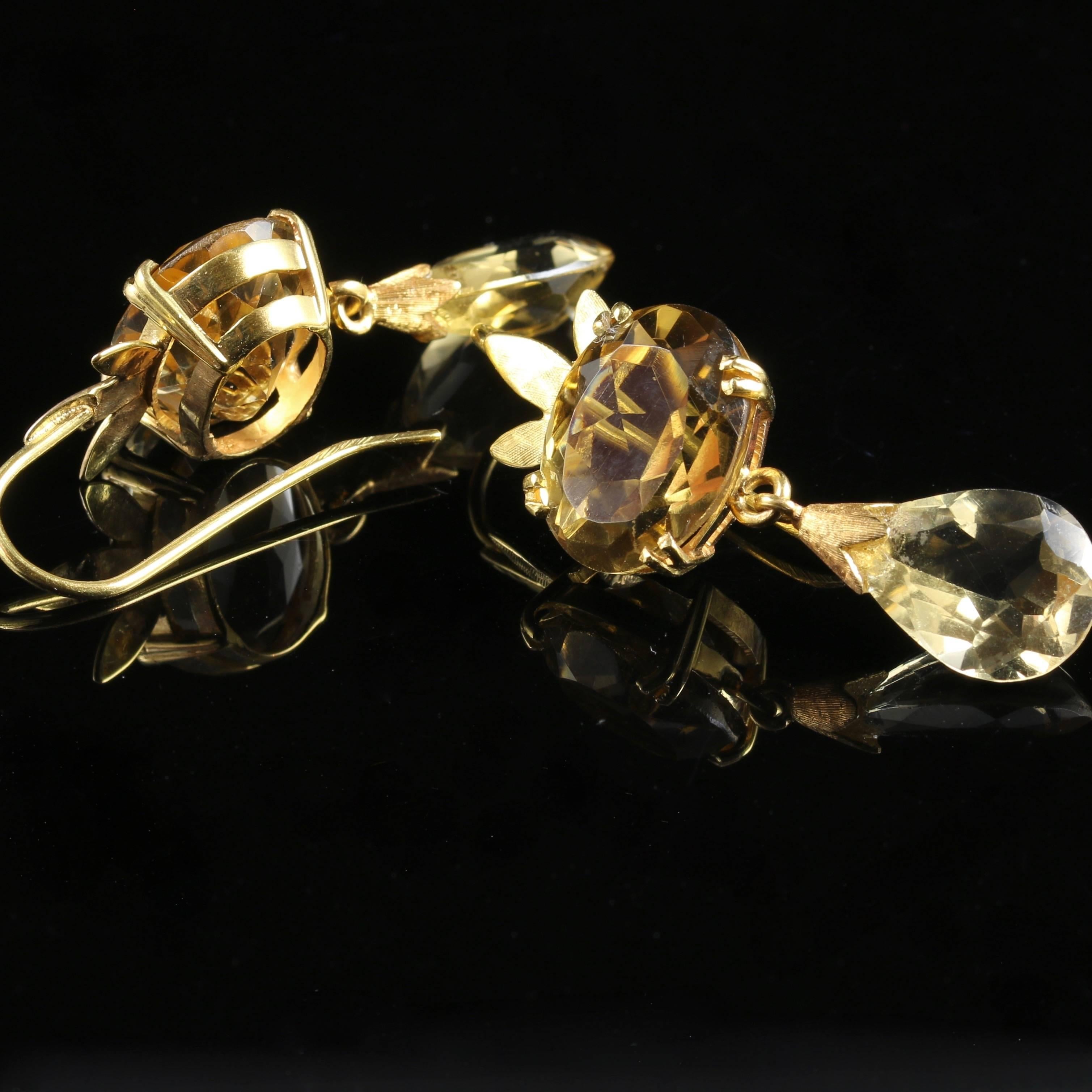 Antique Scottish Citrine Gold Earrings  In Excellent Condition In Lancaster, Lancashire