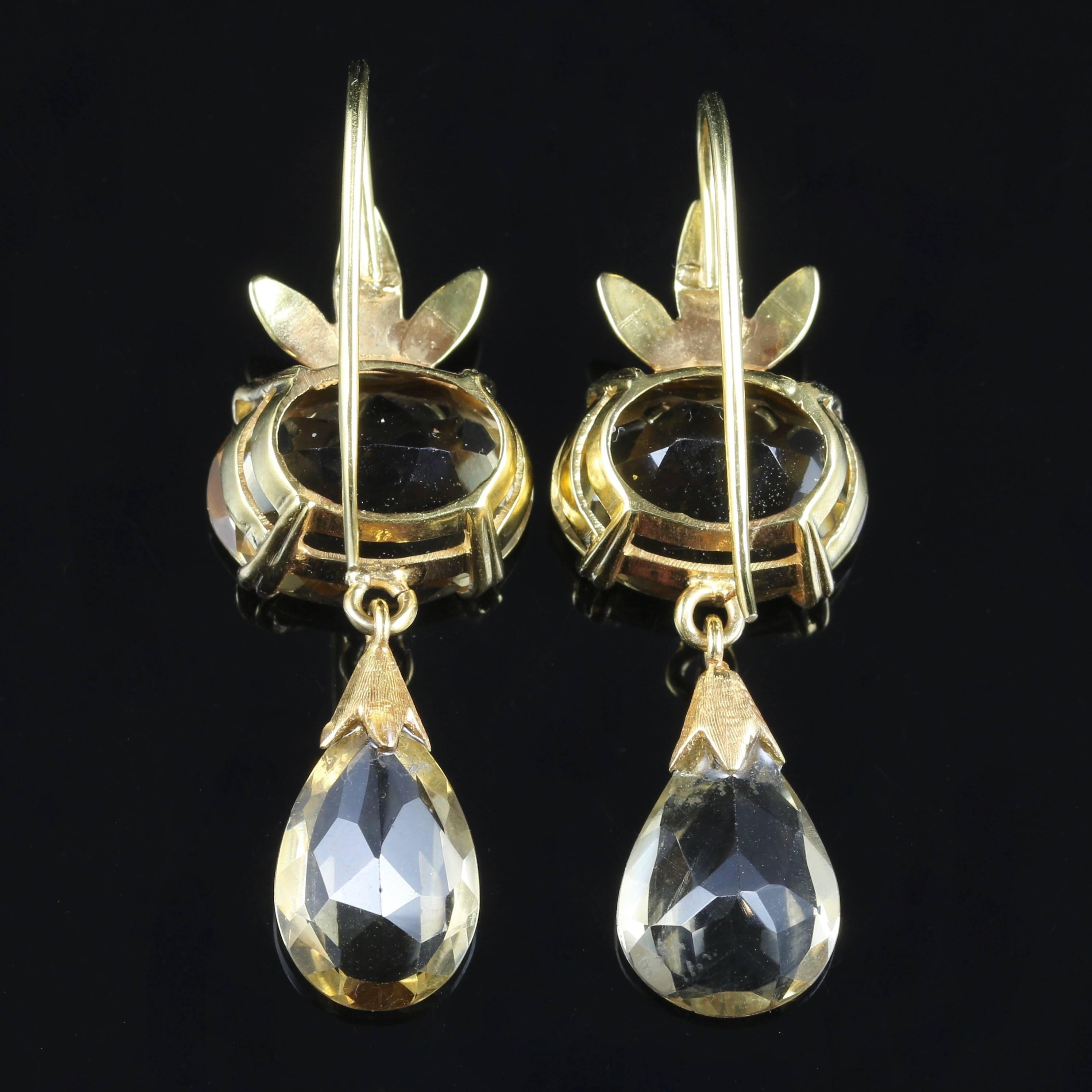Antique Scottish Citrine Gold Earrings  1