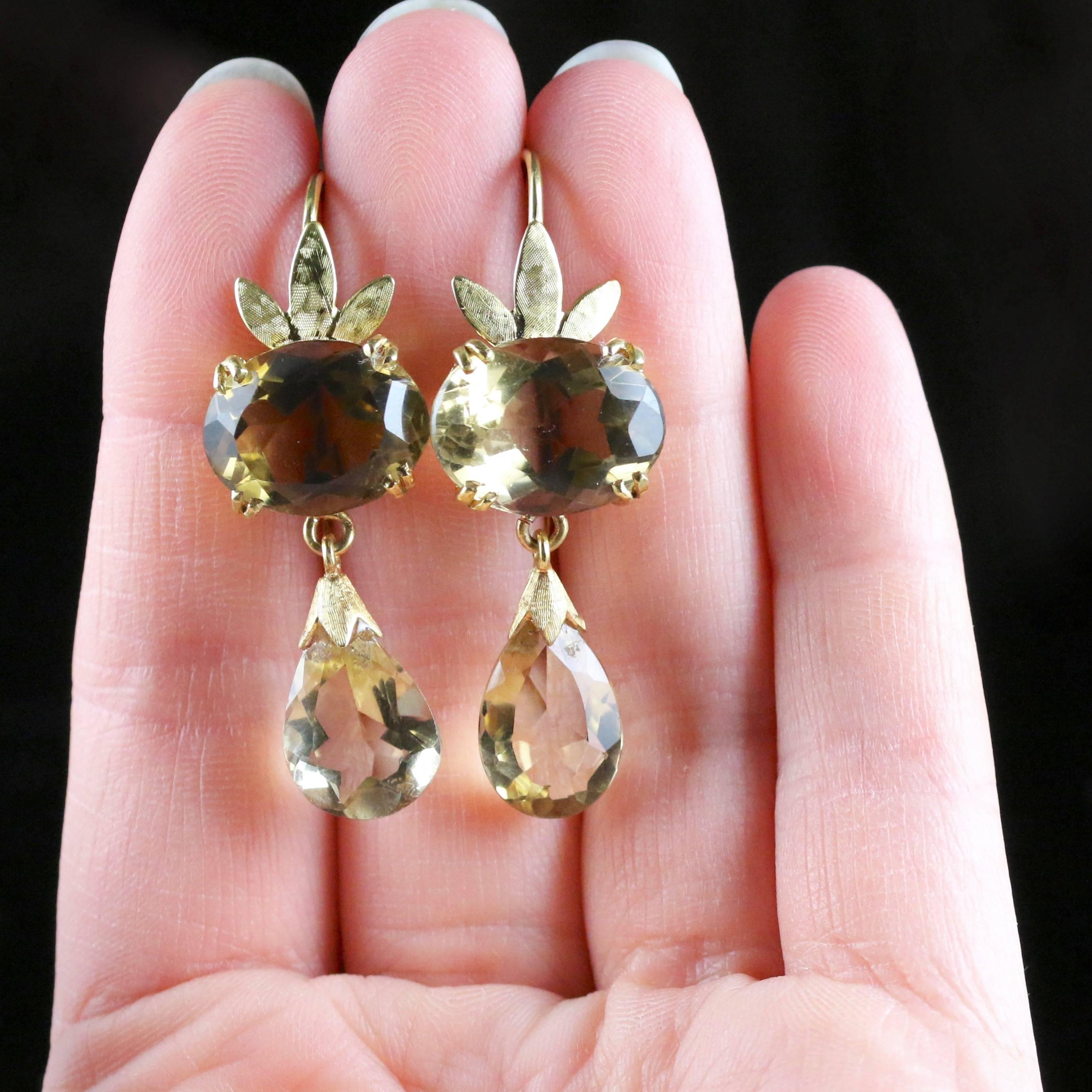 Antique Scottish Citrine Gold Earrings  3