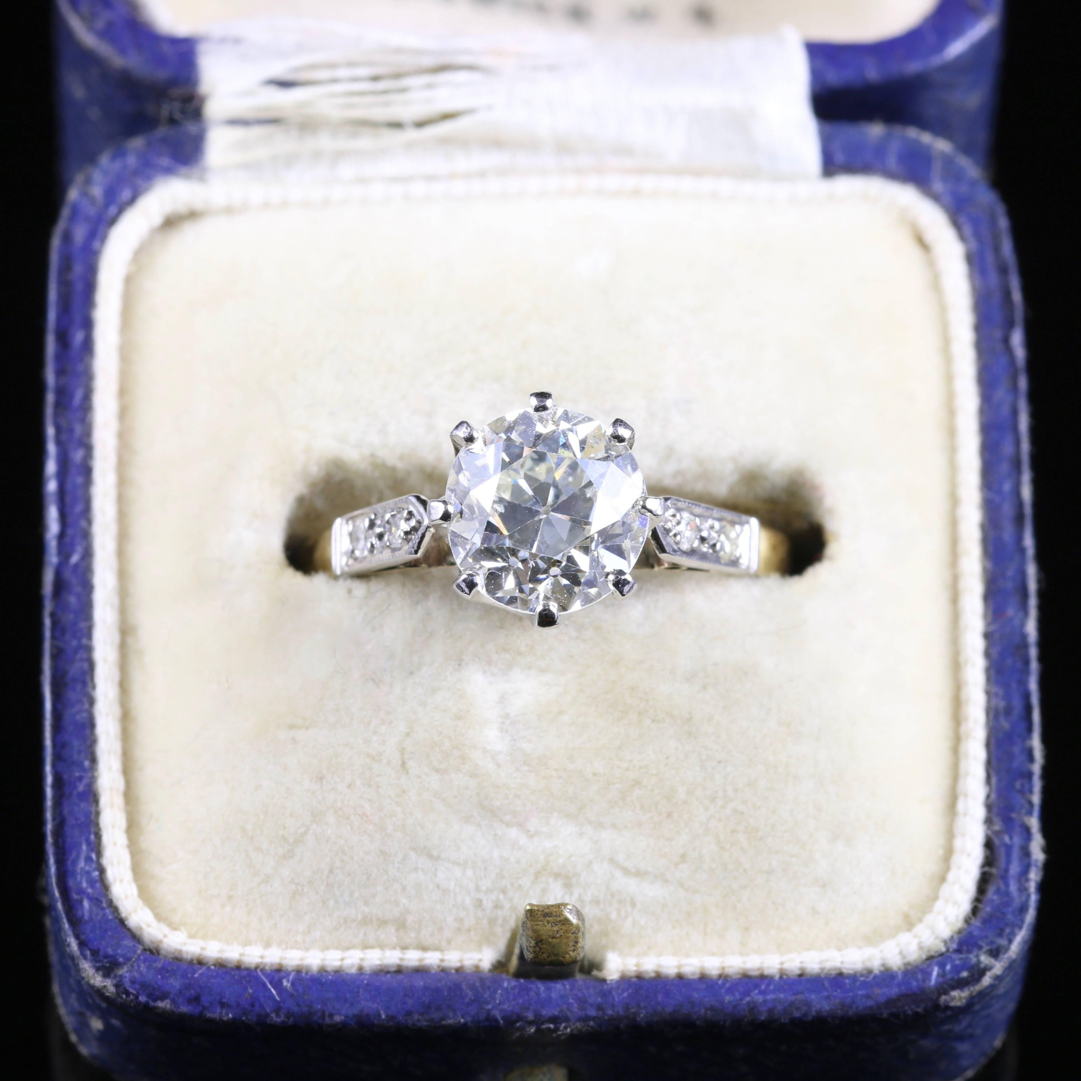 Antique Edwardian Diamond Yellow Gold Platinum Solitaire Engagement Ring  1