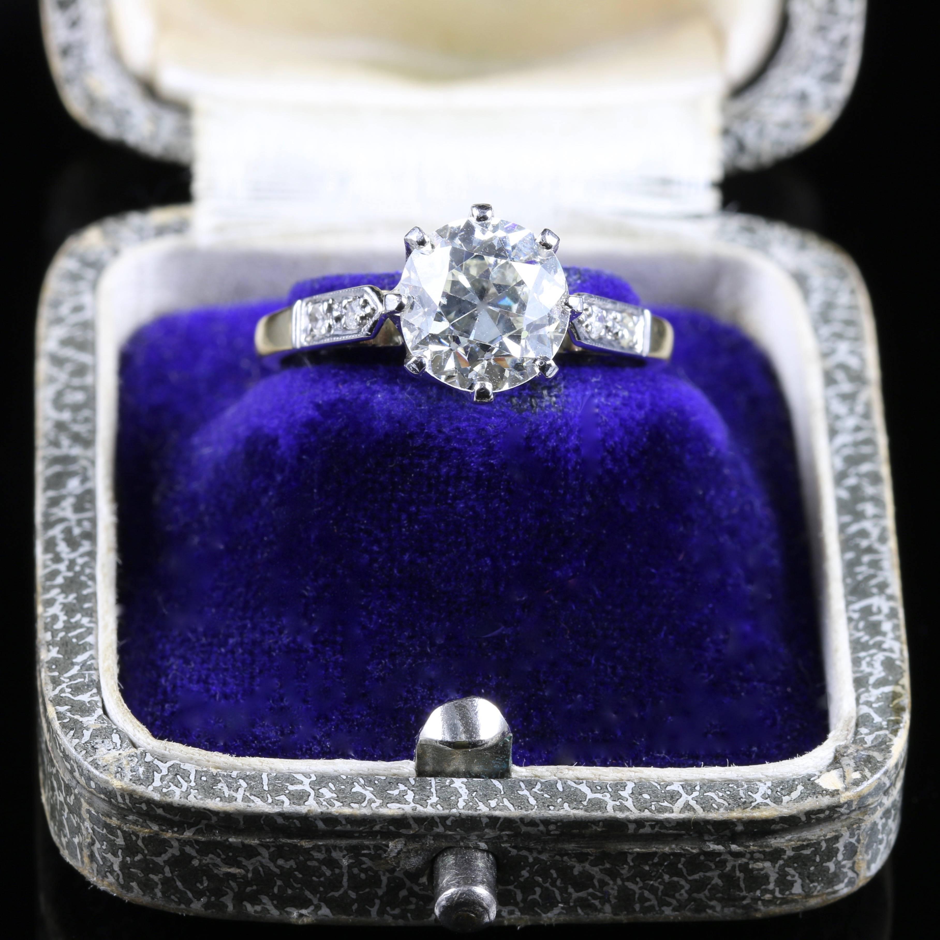 Antique Edwardian Diamond Yellow Gold Platinum Solitaire Engagement Ring  2