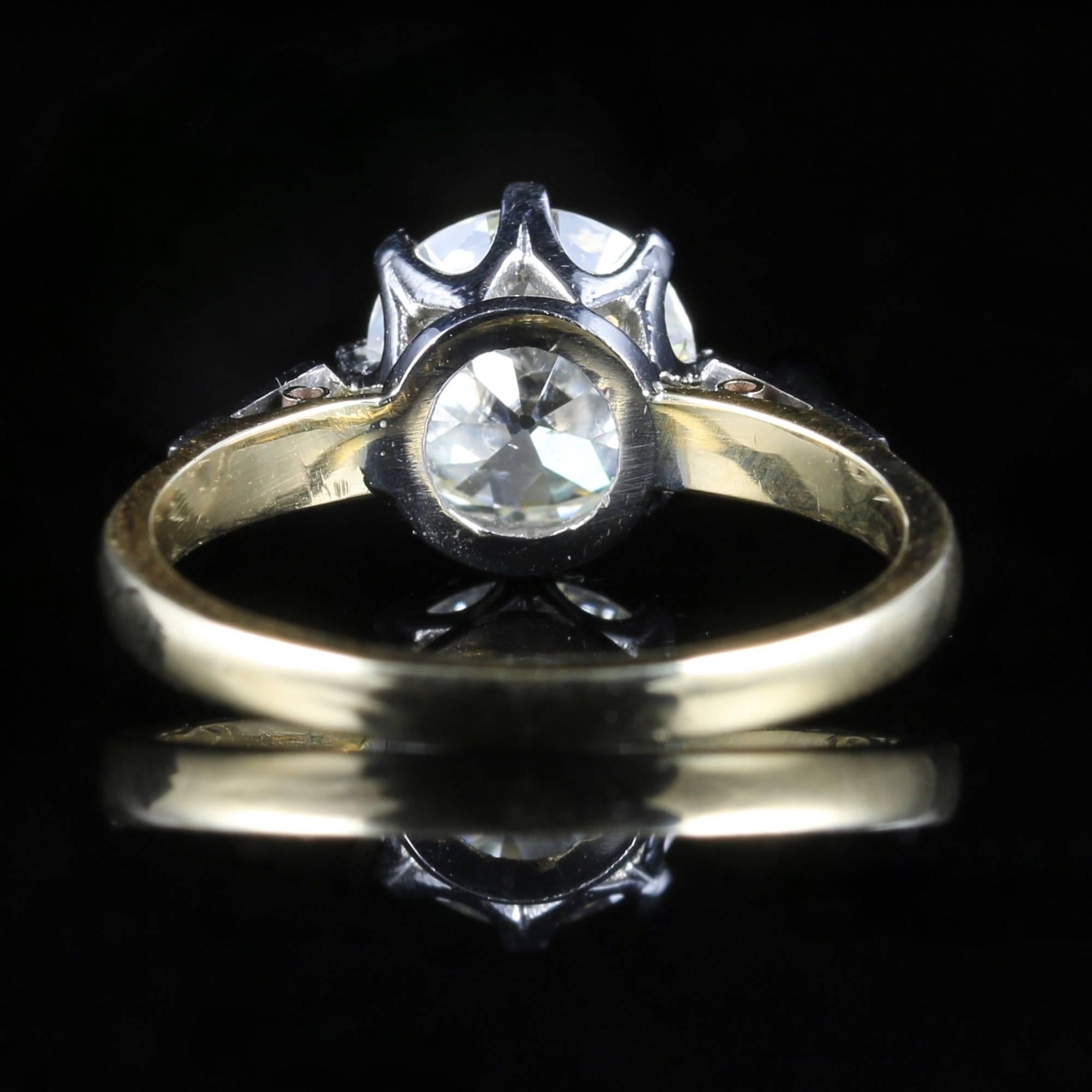 Antique Edwardian Diamond Yellow Gold Platinum Solitaire Engagement Ring  4