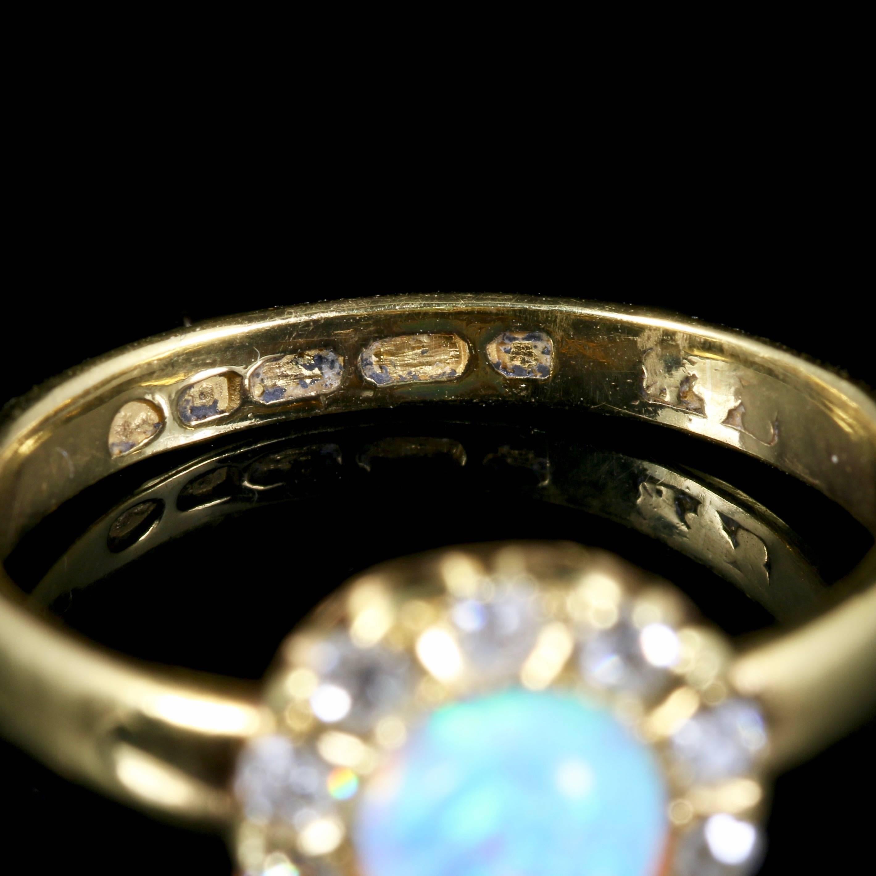 Antique Victorian Opal Diamond Yellow Gold Ring, circa 1880 In Excellent Condition In Lancaster, Lancashire
