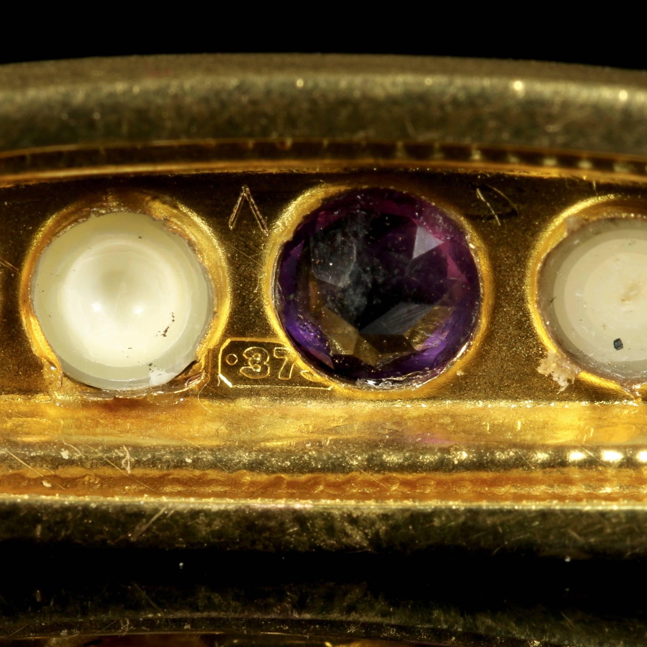 Antique Edwardian Amethyst Pearl Peridot Gold Suffragette Bangle Dated 1914 For Sale 5