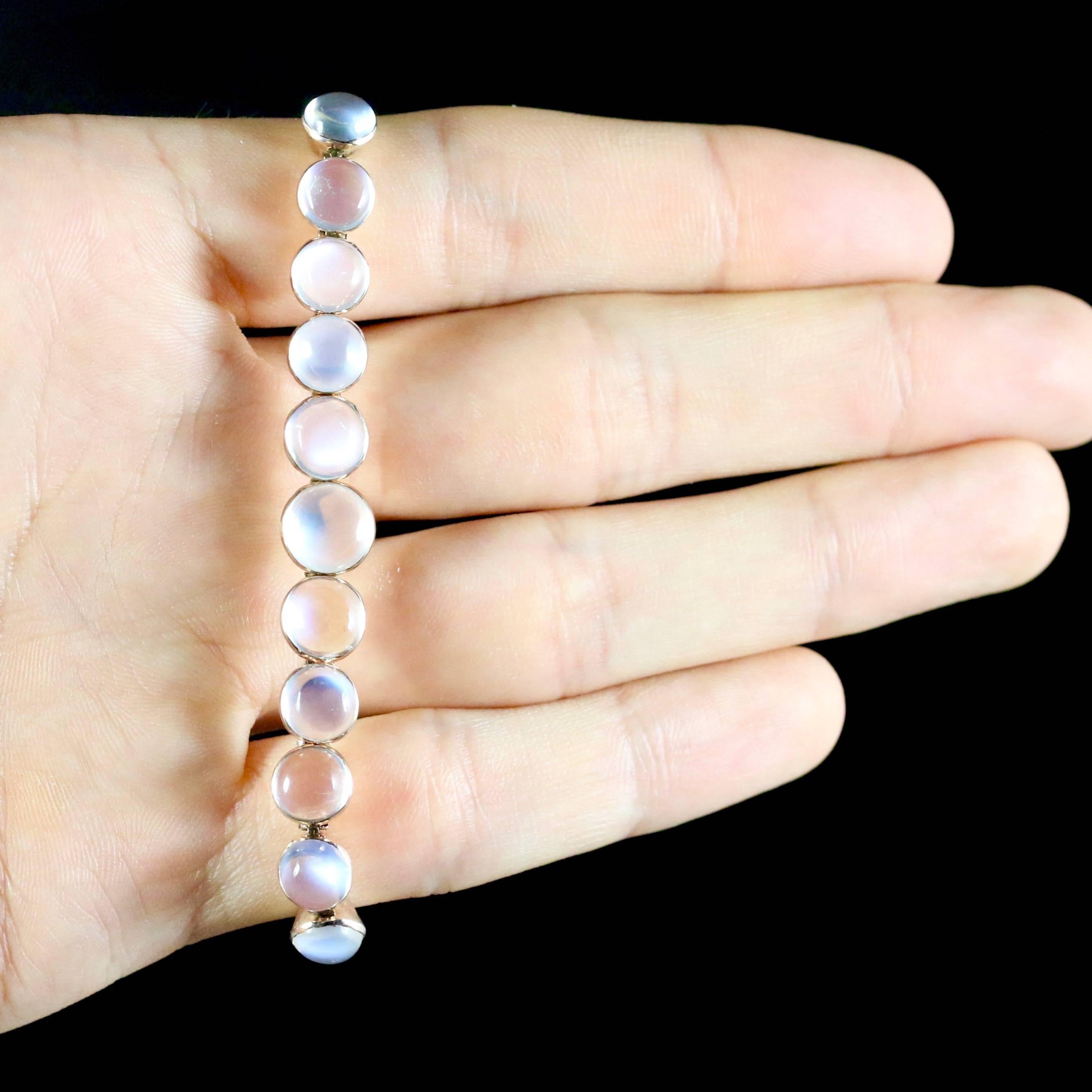 Antique Victorian 9 Carat Gold Moonstone Bracelet 4