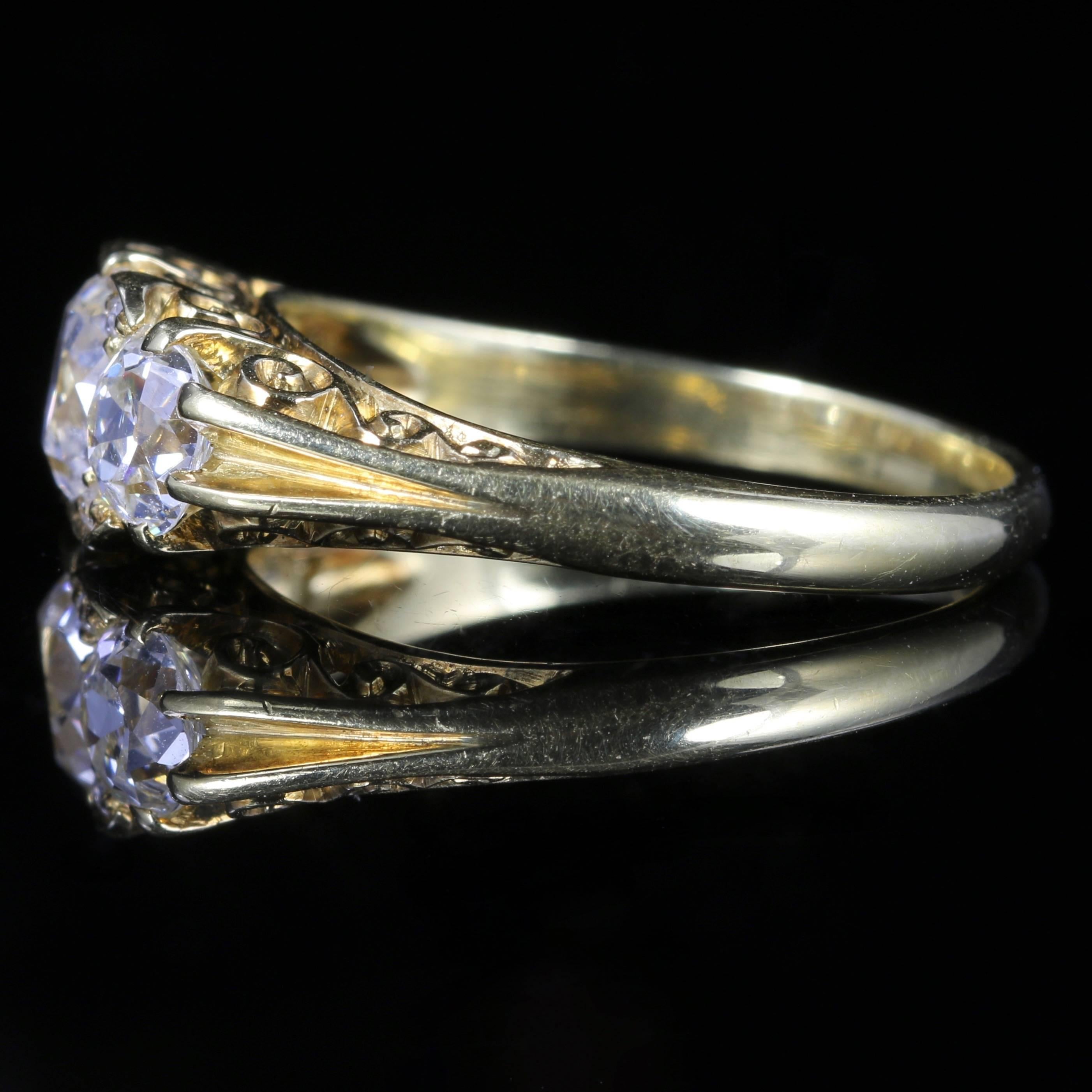 Antique Victorian 2 Carat Diamond Gold Trilogy Ring Circa 1880 In Excellent Condition In Lancaster, Lancashire