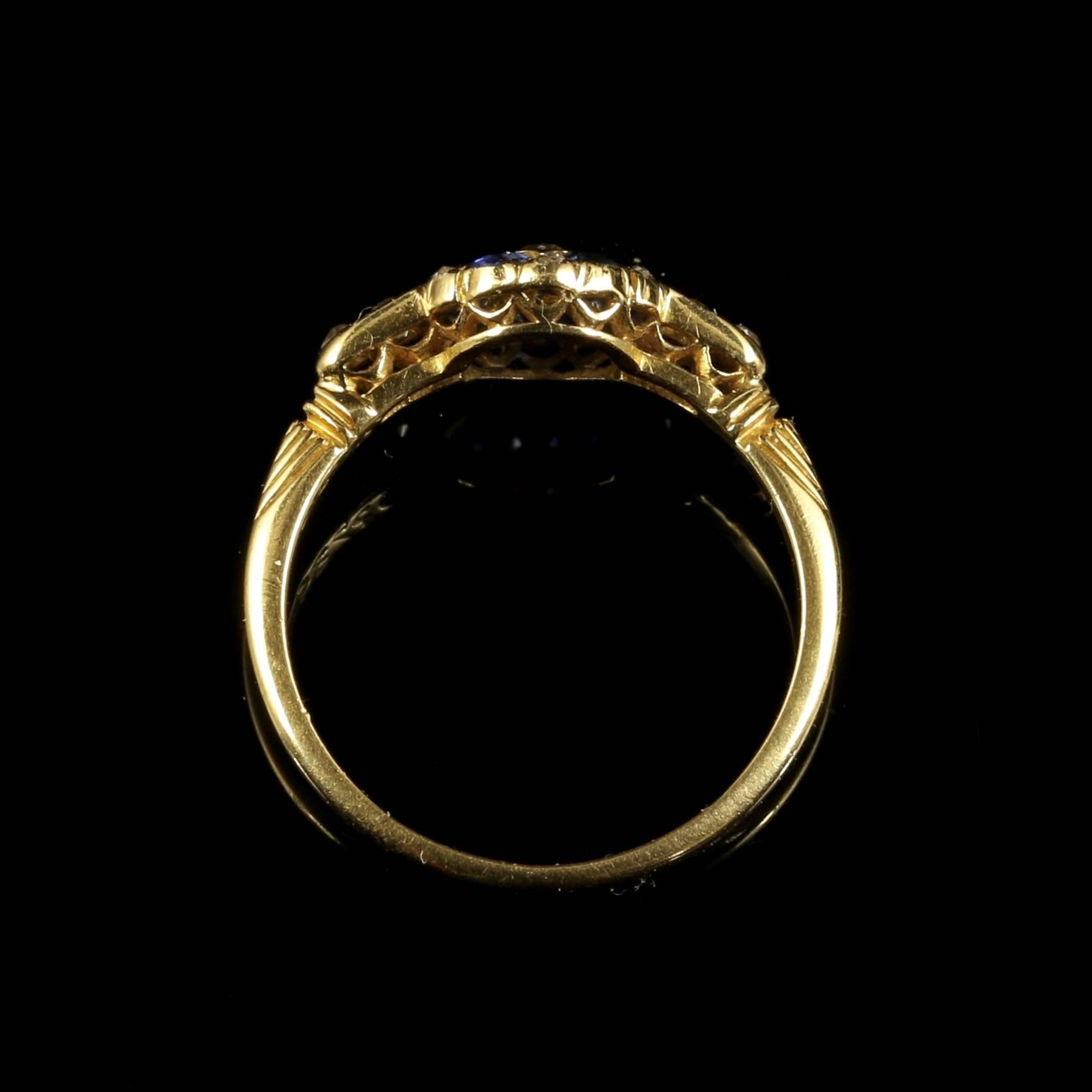 Women's Antique Edwardian Sapphire Diamond Gold Ring 1911