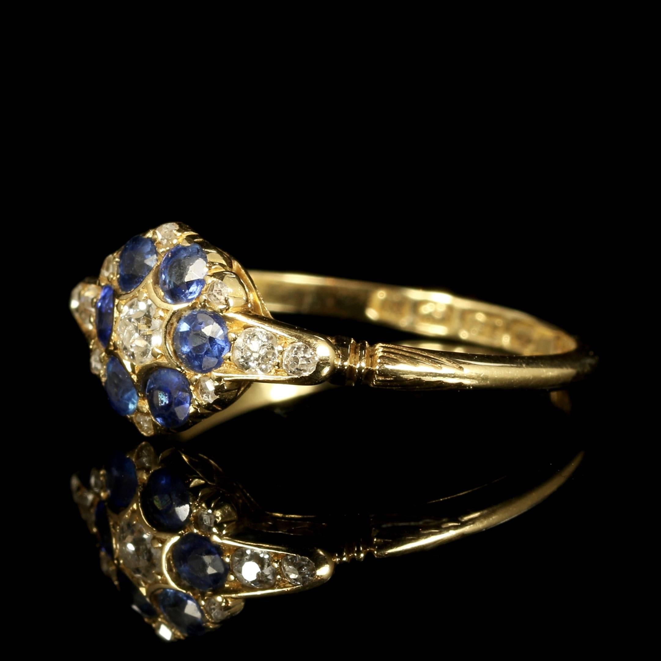 This stunning 18ct yellow gold ring boasts a 0.50CT of Sapphires which are surrounded by lovely Old Cut Diamonds.

Fully hallmarked Birmingham 1911 original makers initials are L and L.

There are approx. 0.30ct of Old Cut Diamonds set into the
