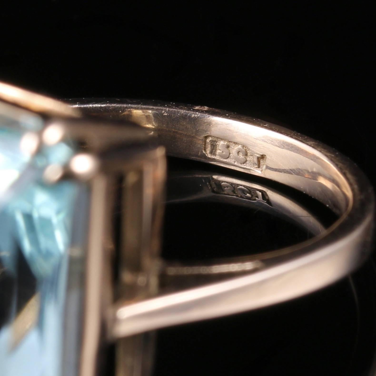 antique emerald cut aquamarine ring