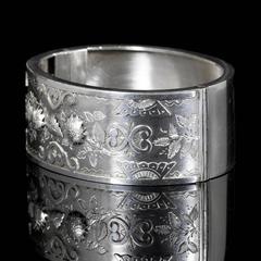 Antique Victorian Silver Bangle Cuff Dated 1884