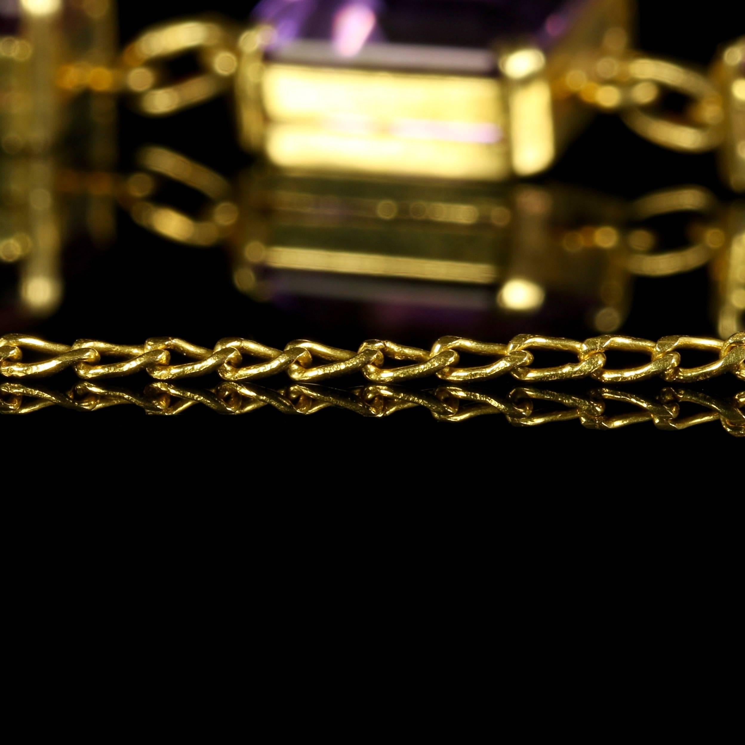 Art Deco Amethyst Yellow Gold Bracelet   2
