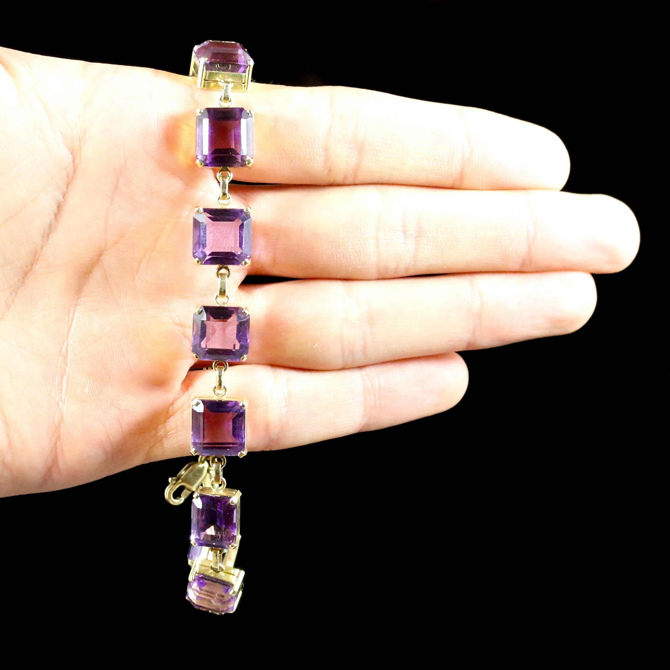 Art Deco Amethyst Yellow Gold Bracelet   4