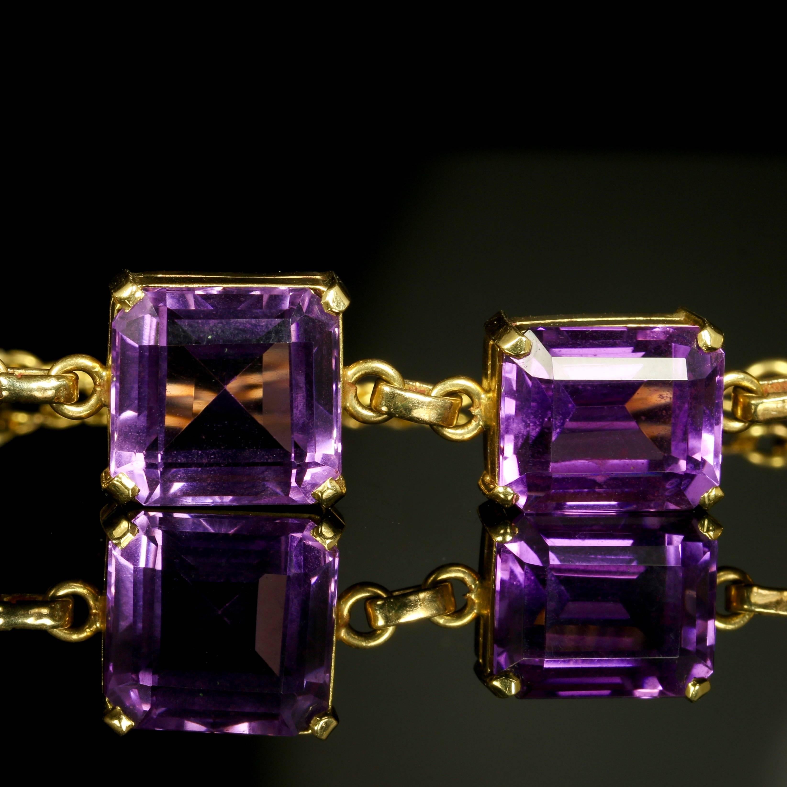 Art Deco Amethyst Yellow Gold Bracelet   In Excellent Condition In Lancaster, Lancashire