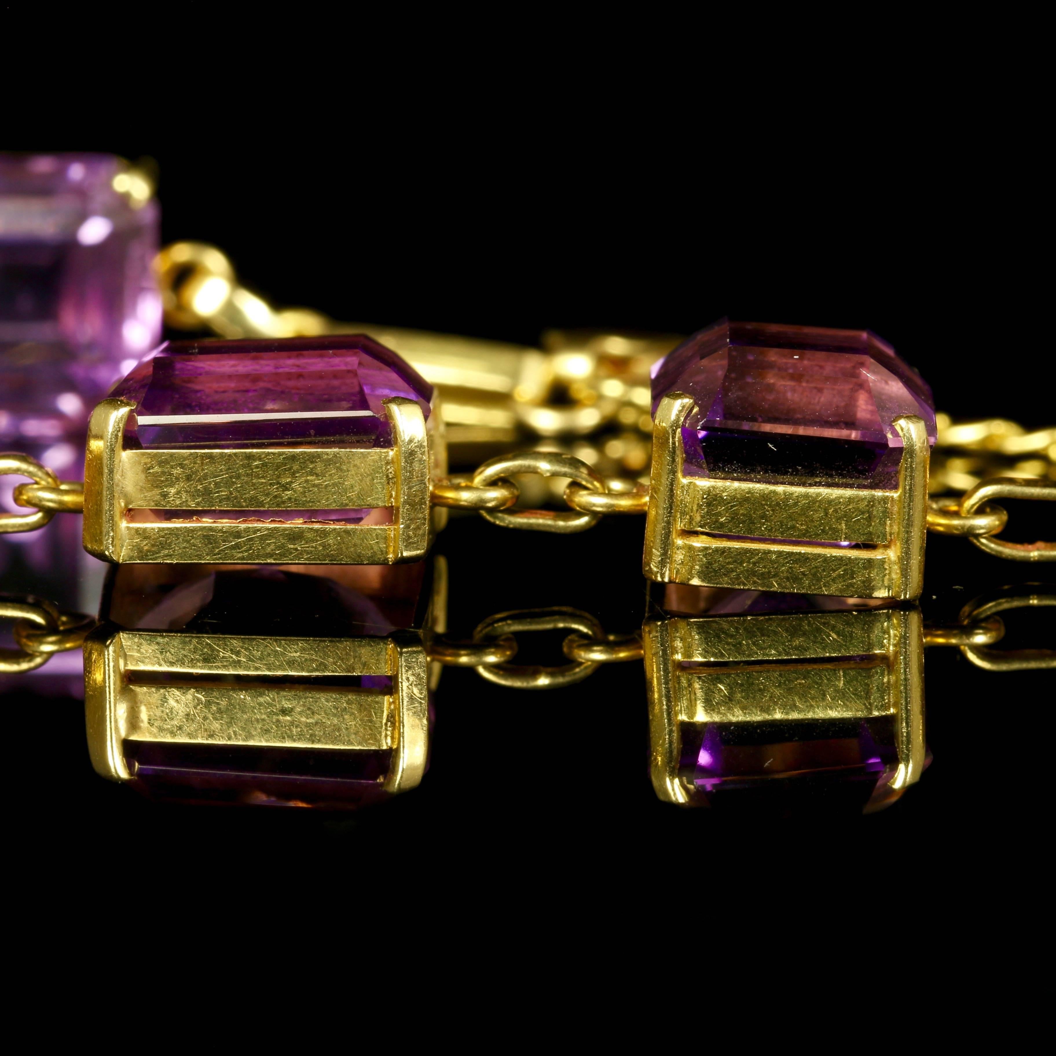 Women's Art Deco Amethyst Yellow Gold Bracelet  