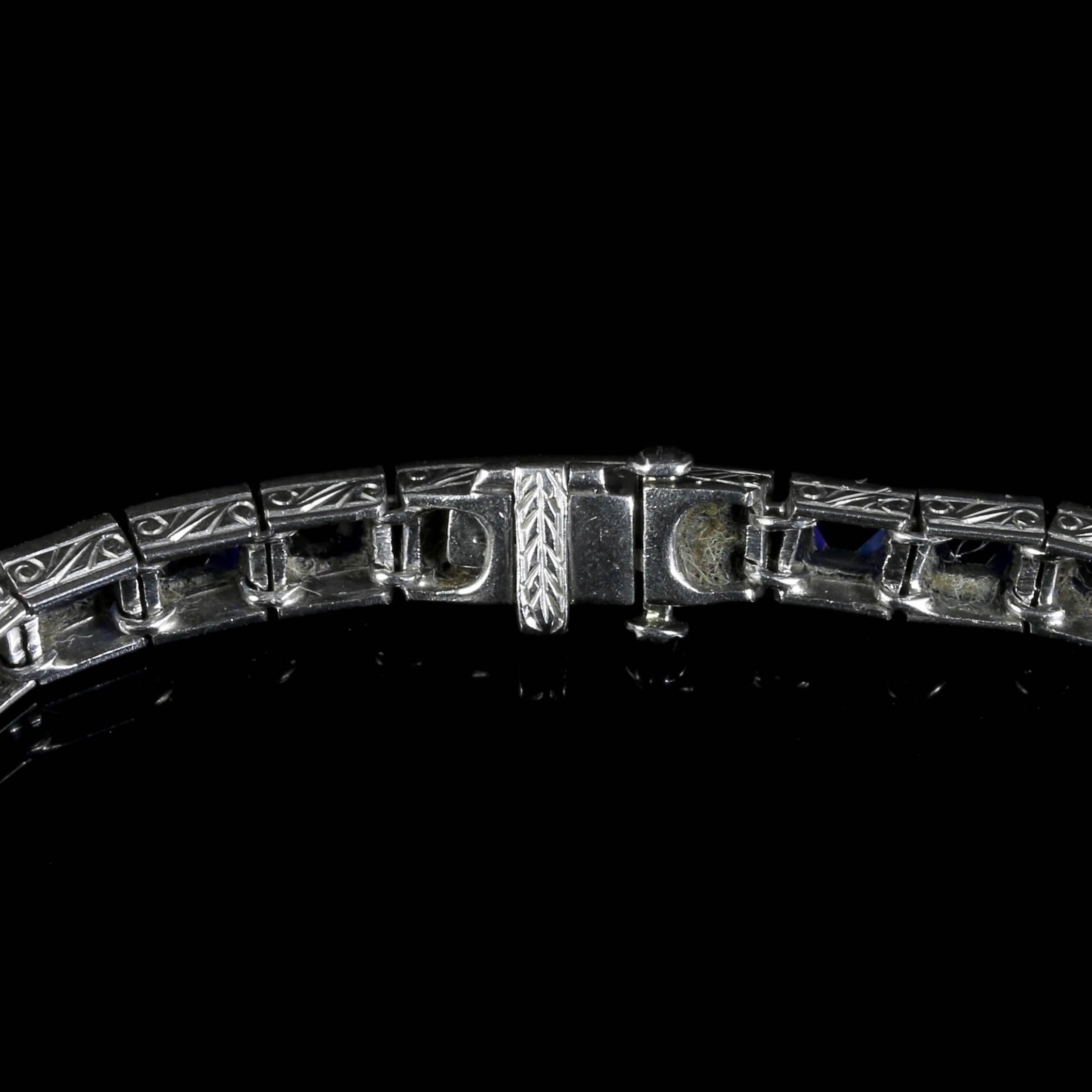 Art Deco Sapphire Diamond Platinum Bracelet 4