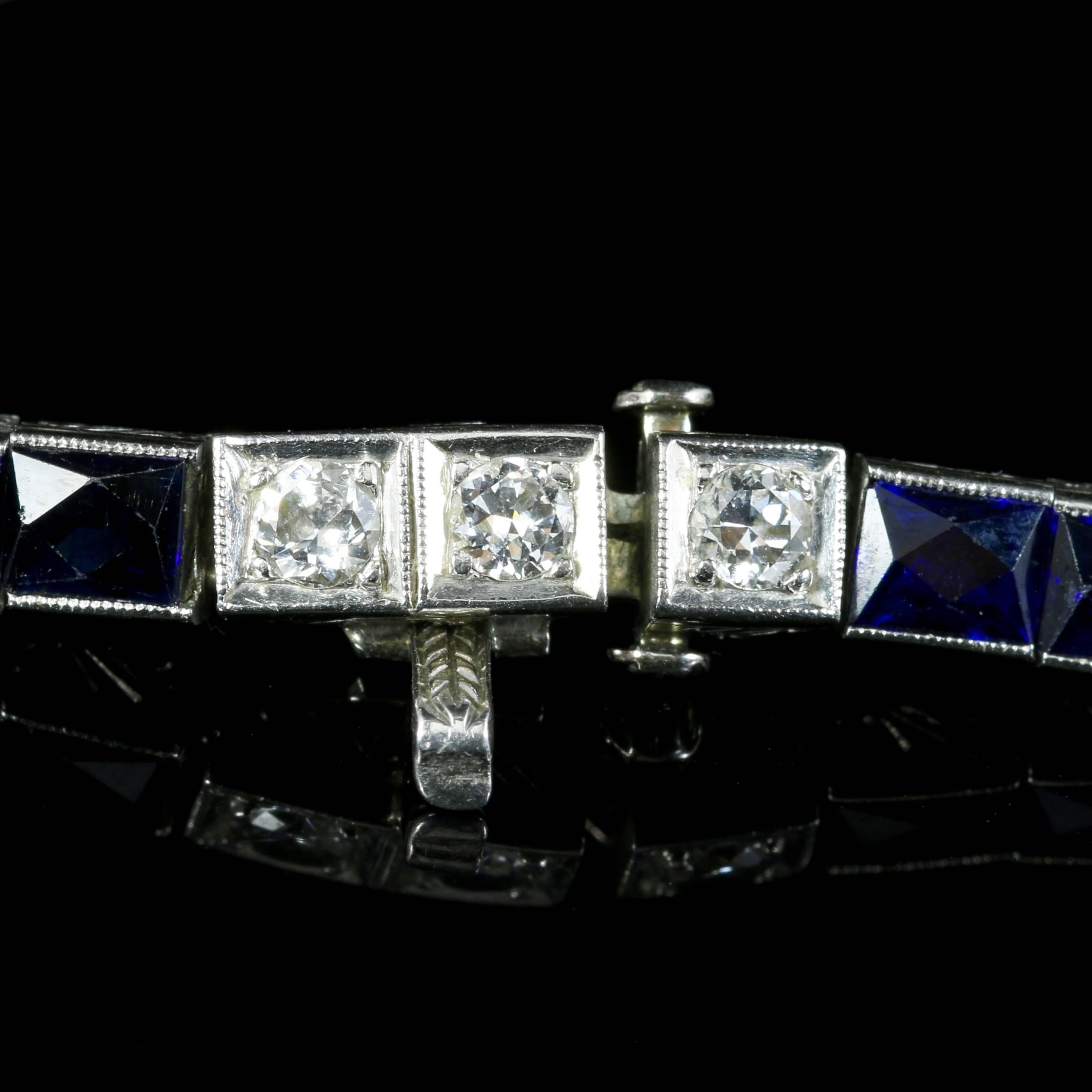 Art Deco Sapphire Diamond Platinum Bracelet 2