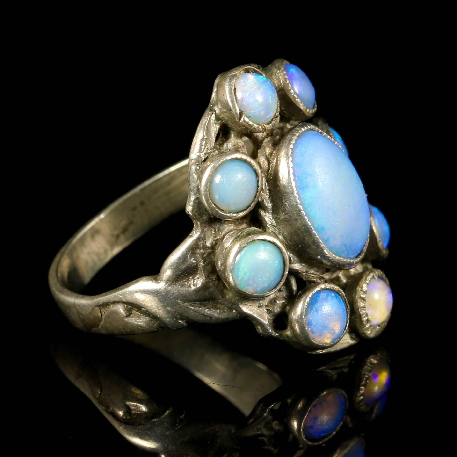 Arts Crafts Silver Opal Ring, circa 1900 In Excellent Condition In Lancaster, Lancashire
