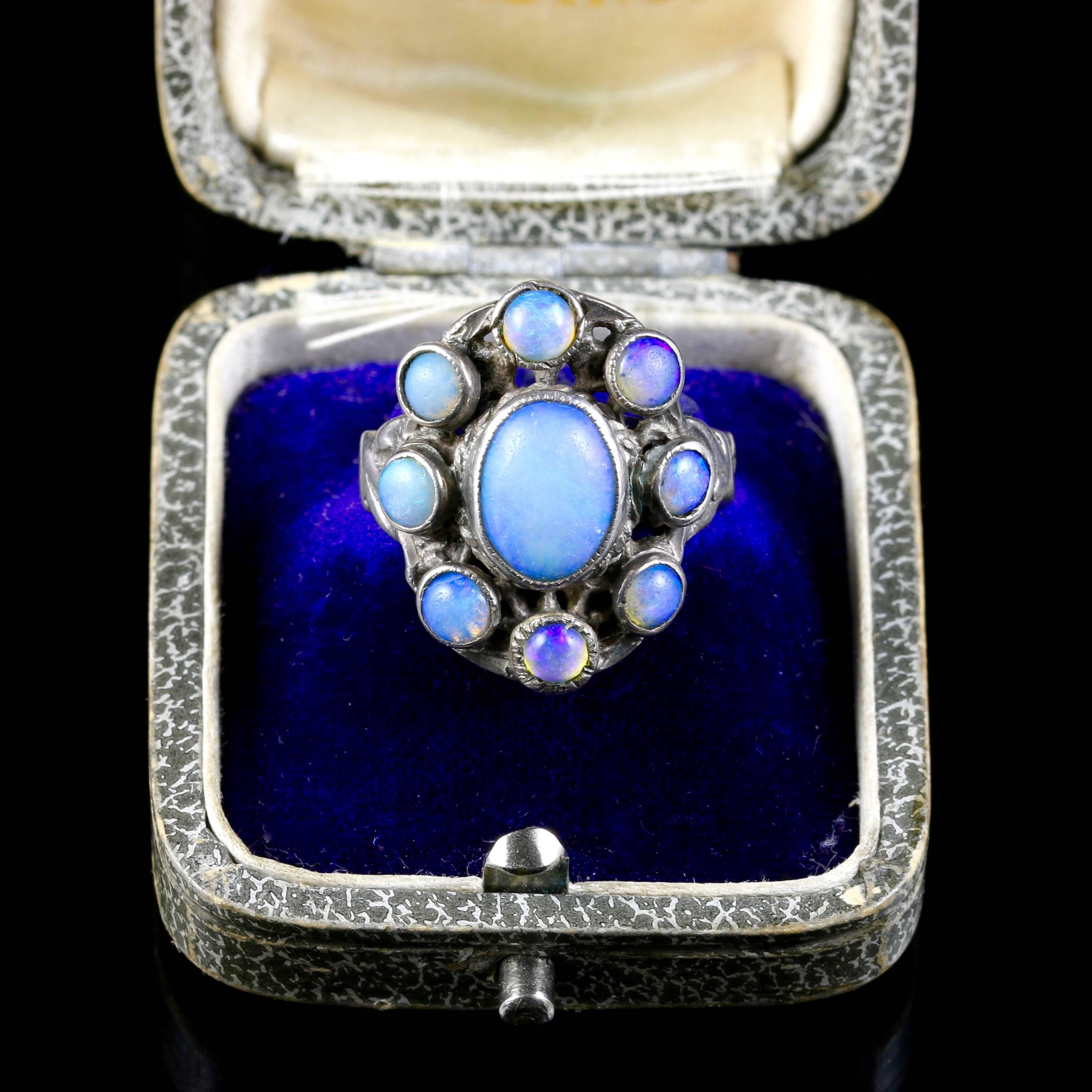 Arts Crafts Silver Opal Ring, circa 1900 1