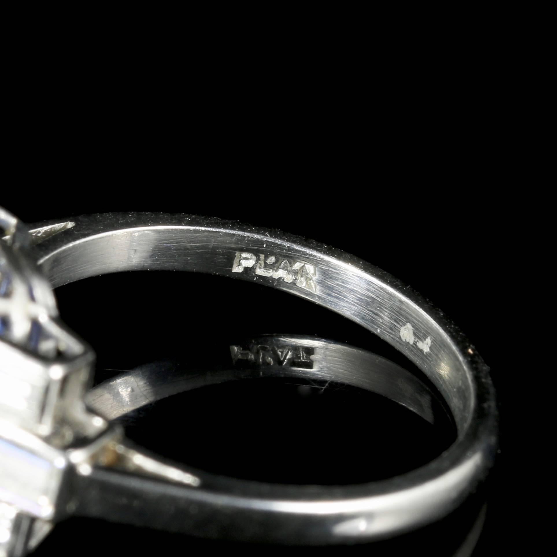 Art Deco Platinum Sapphire Diamond Ring Engagement Ring 1