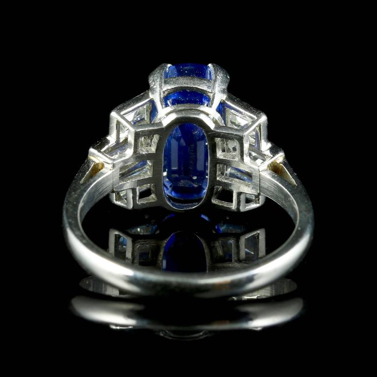 Art Deco Platinum Sapphire Diamond Ring Engagement Ring at 1stDibs