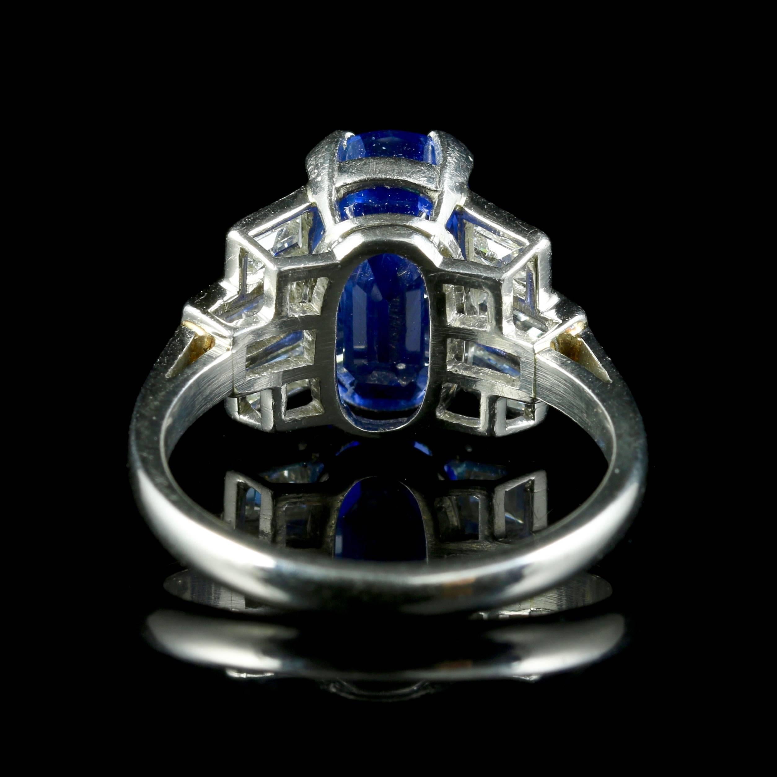 Art Deco Platinum Sapphire Diamond Ring Engagement Ring In Excellent Condition In Lancaster, Lancashire