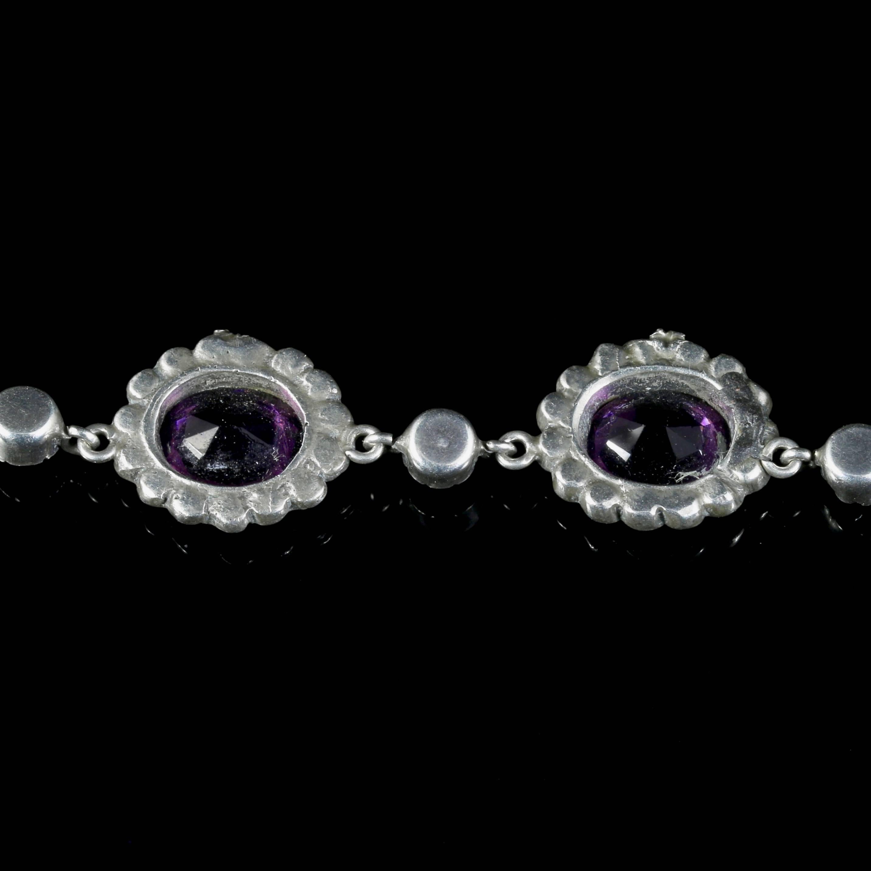 Amethyst Paste Edwardian Collar Necklace Silver Perfect for a Wedding, 1915 For Sale 3