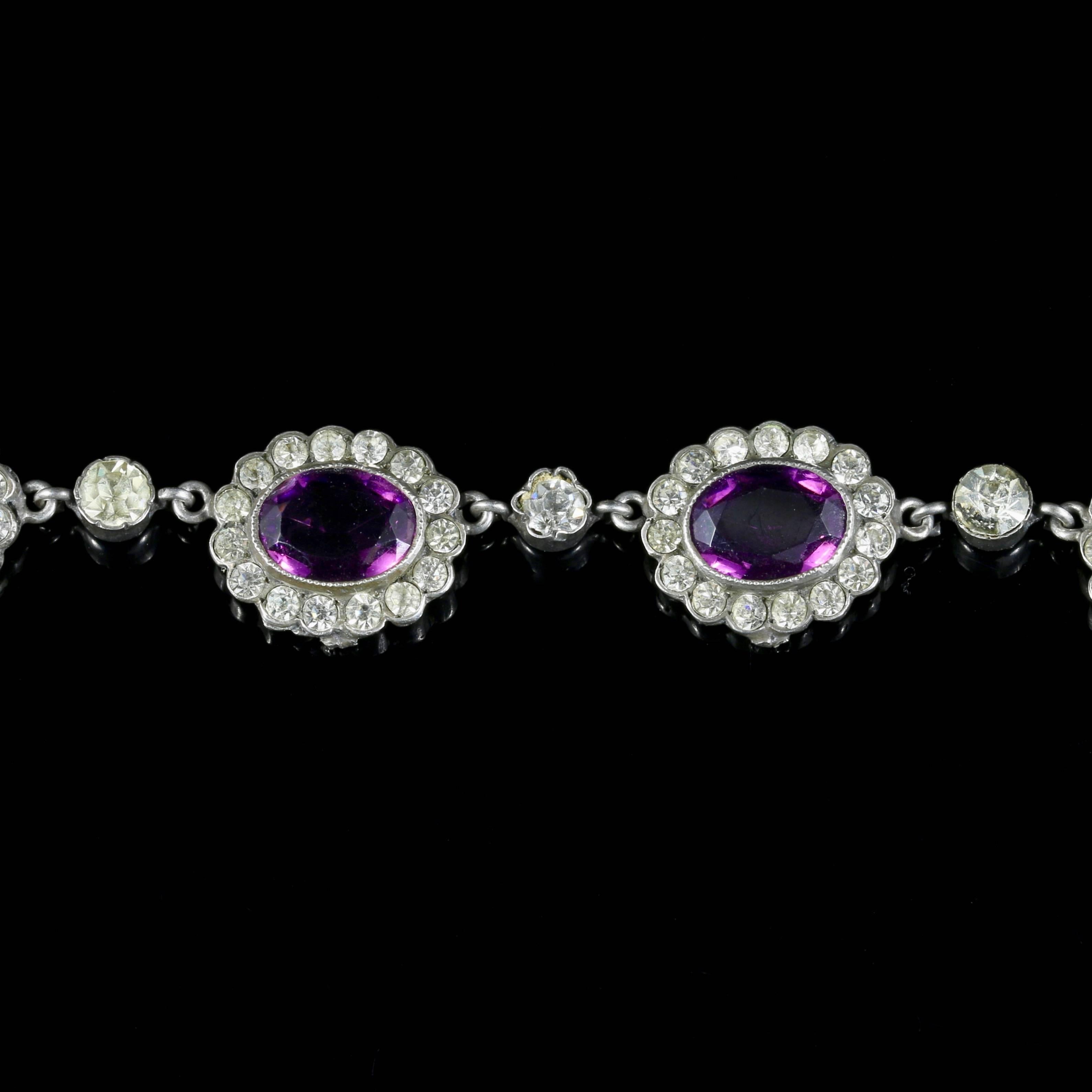 Amethyst Paste Edwardian Collar Necklace Silver Perfect for a Wedding, 1915 In Excellent Condition For Sale In Lancaster, Lancashire