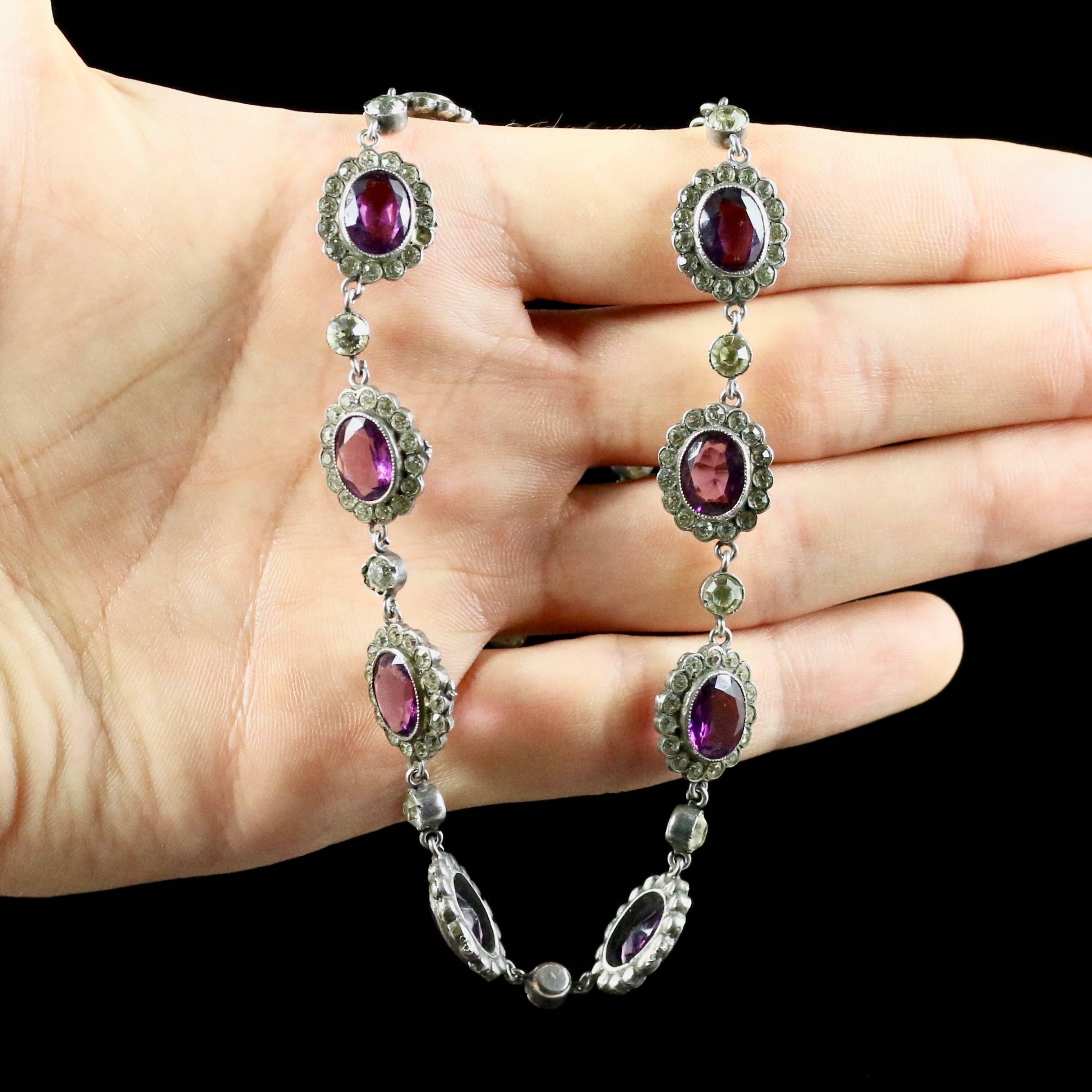 Amethyst Paste Edwardian Collar Necklace Silver Perfect for a Wedding, 1915 For Sale 4