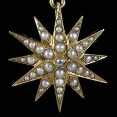 Antique Victorian Pearl Diamond Necklace 15 Carat Gold