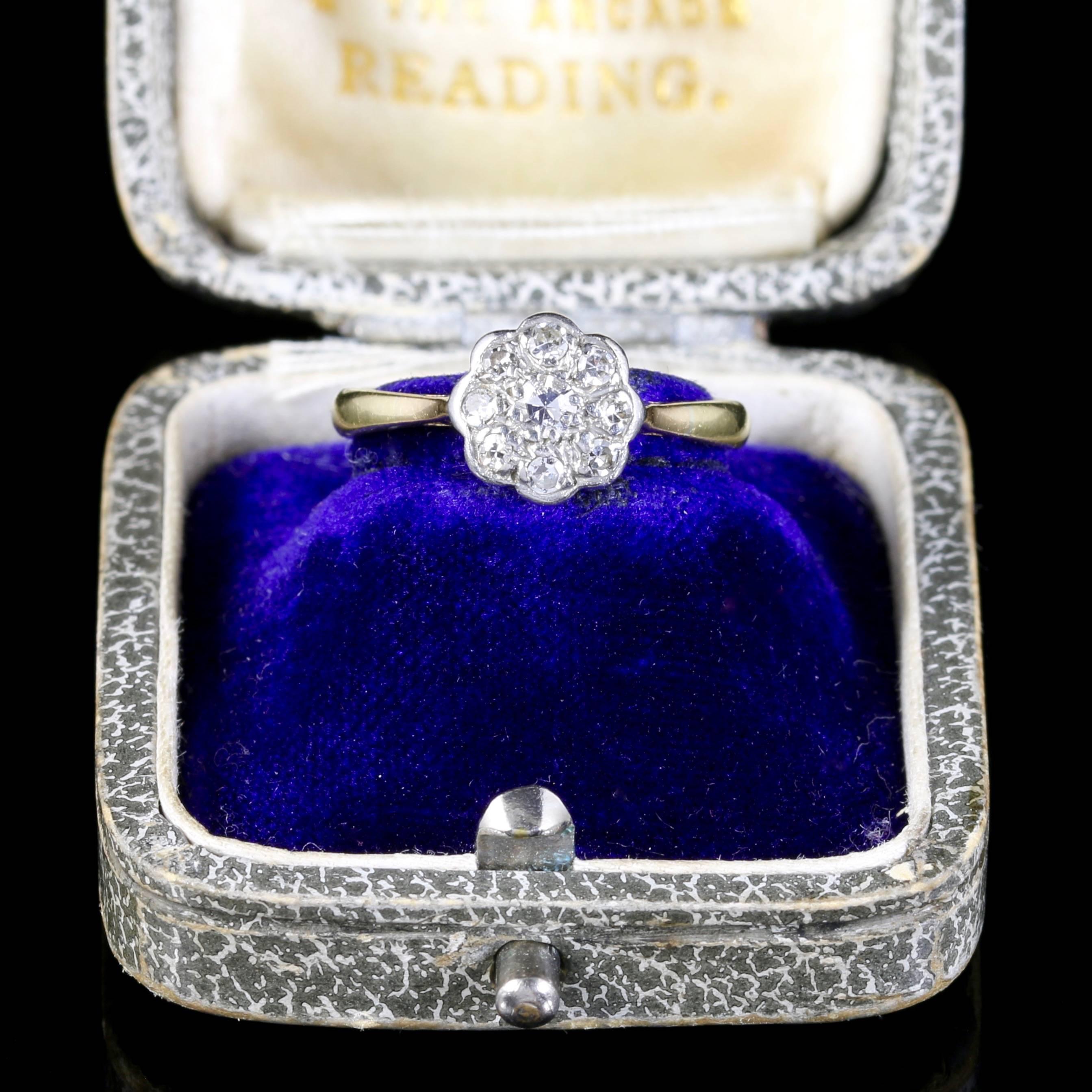 Antique Edwardian Diamond Gold Cluster Ring 1