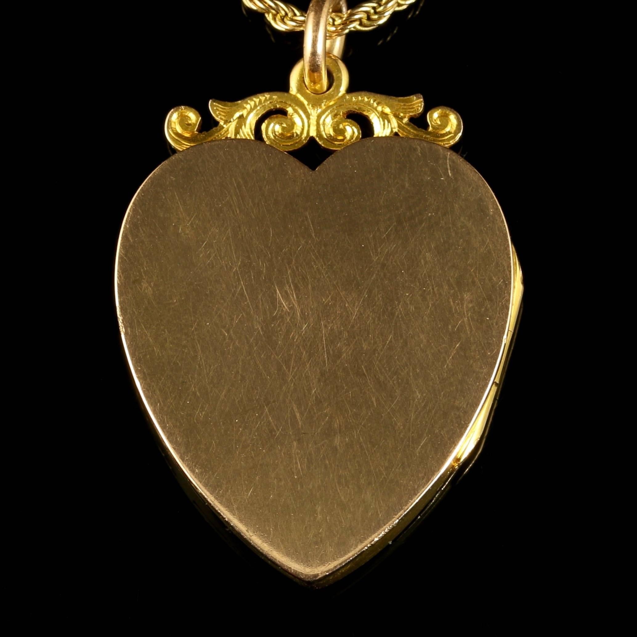 Women's Antique Victorian Diamond Locket Heart Locket and Chain 15 Carat Gold