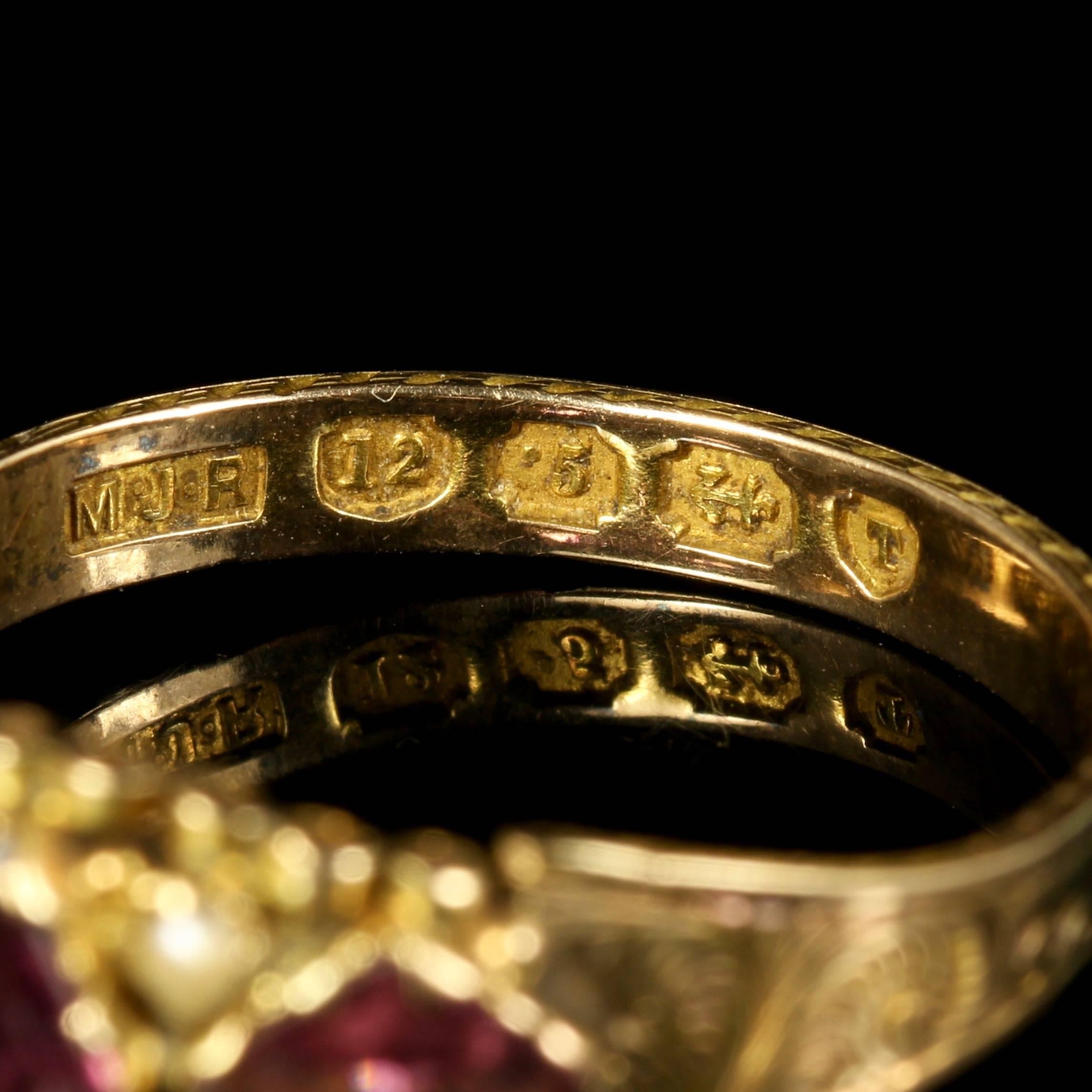 Antique Georgian Garnet Pearl Ring Dated 1791 In Excellent Condition In Lancaster, Lancashire