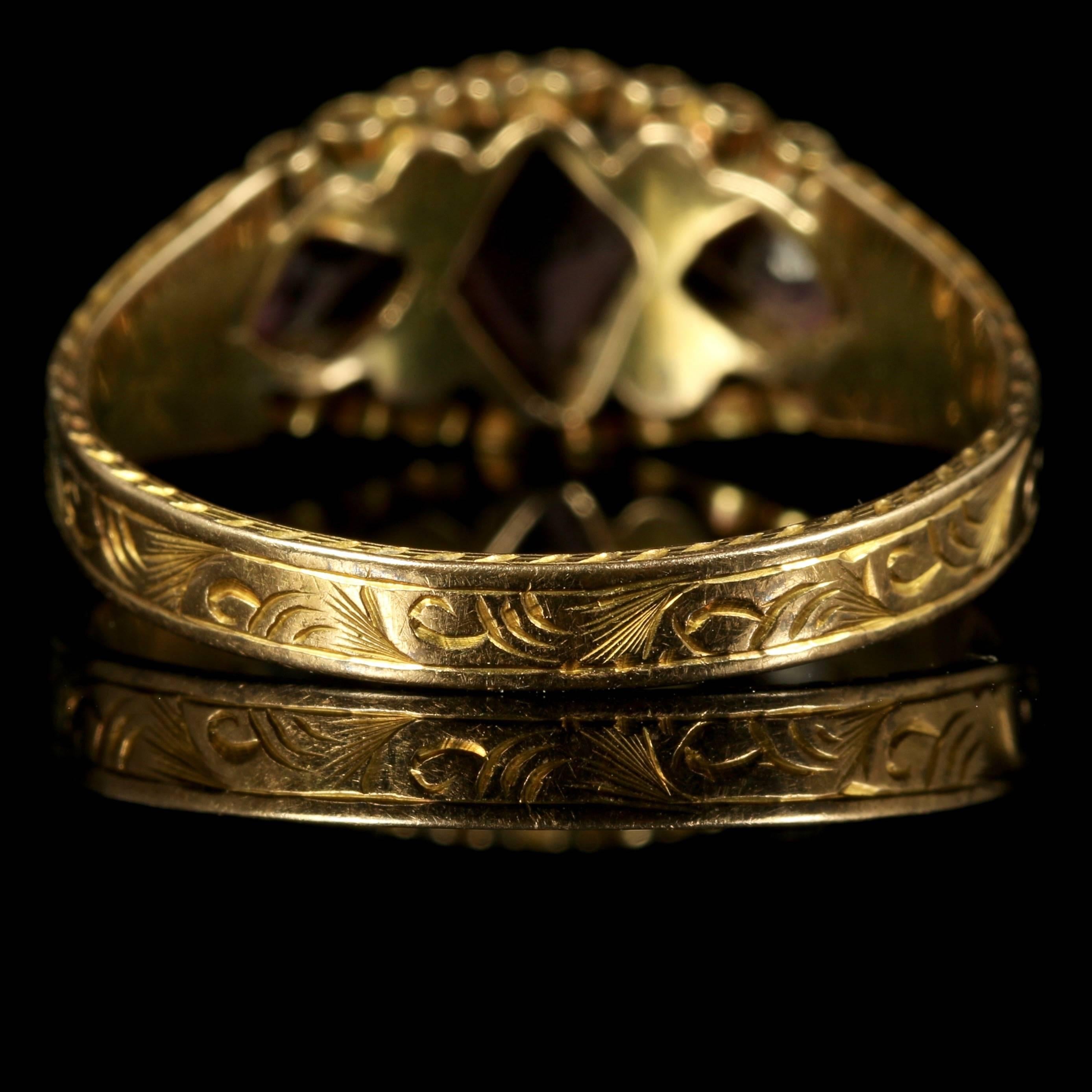 Women's Antique Georgian Garnet Pearl Ring Dated 1791