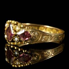 Antique Georgian Garnet Pearl Ring Dated 1791