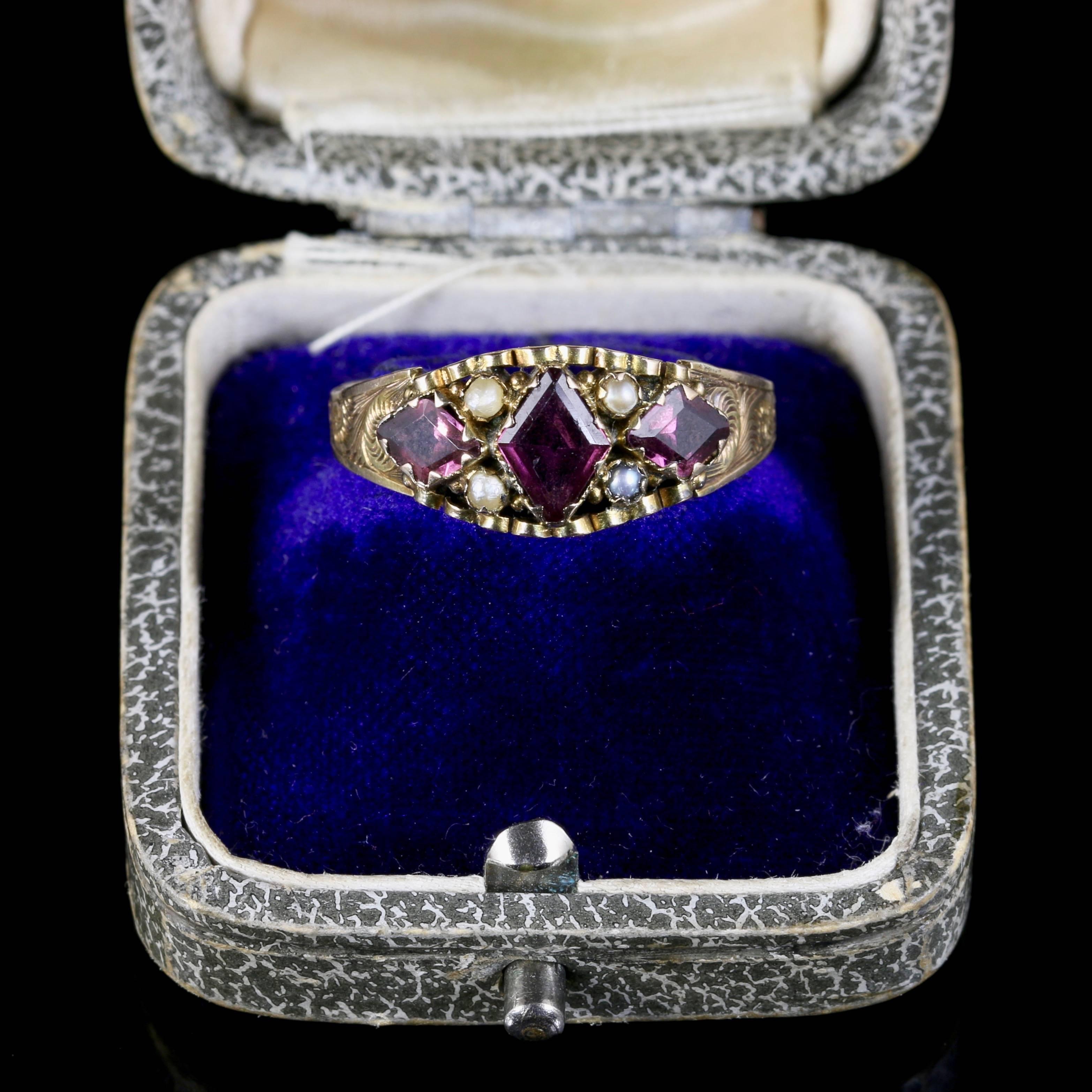 Antique Georgian Garnet Pearl Ring Dated 1791 2