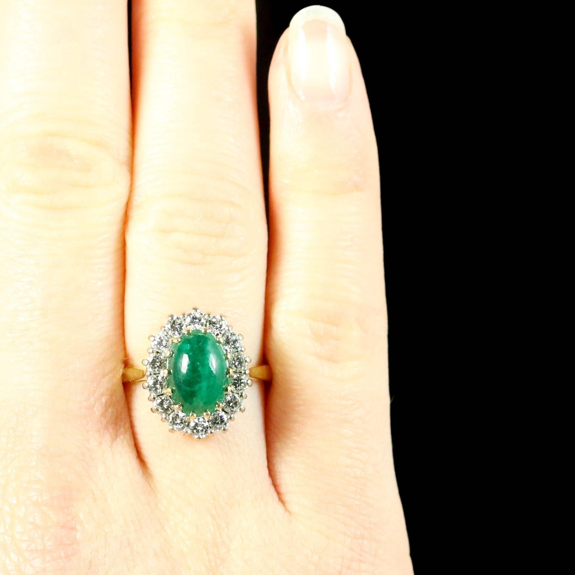 Antique Victorian Emerald Diamond Ring Cluster Ring 18 Carat Engagement Ring 3