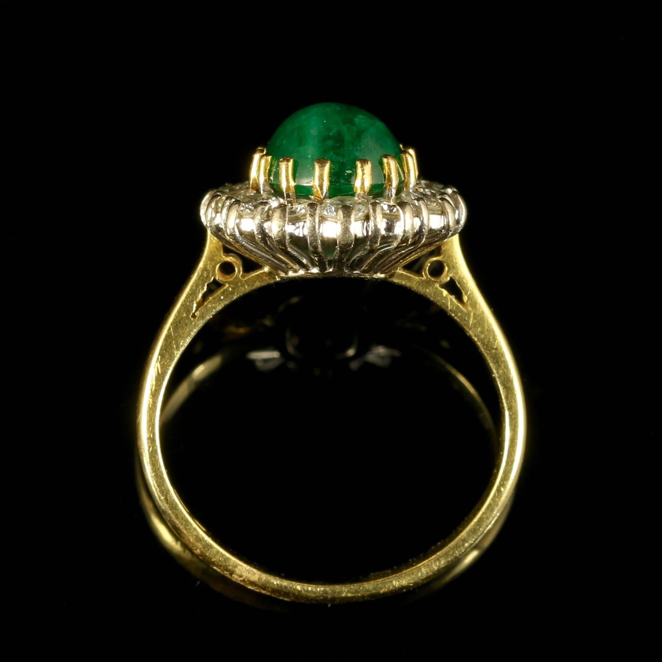 Antique Victorian Emerald Diamond Ring Cluster Ring 18 Carat Engagement Ring 1