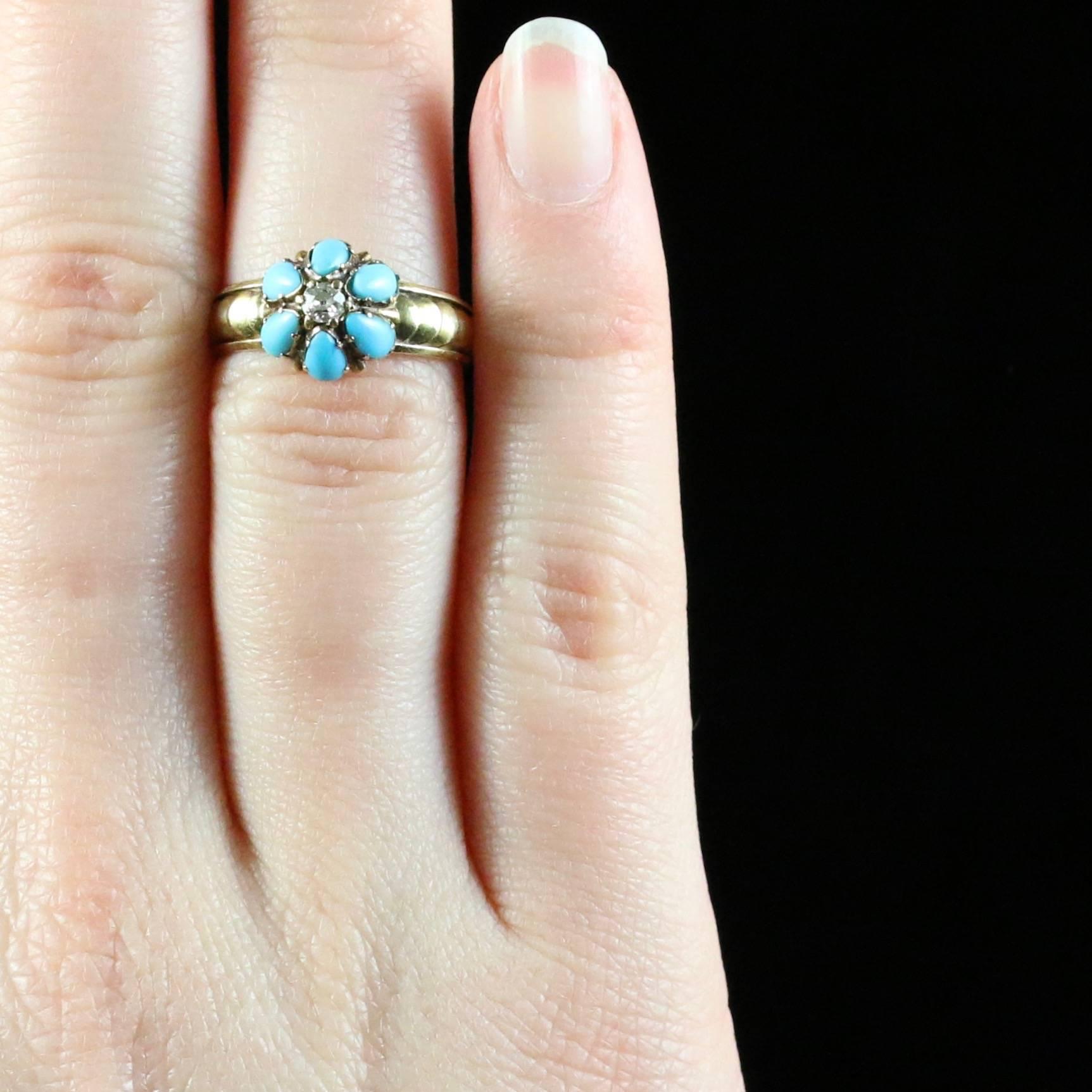 Antique Georgian Turquoise Diamond Ring, circa 1800 3