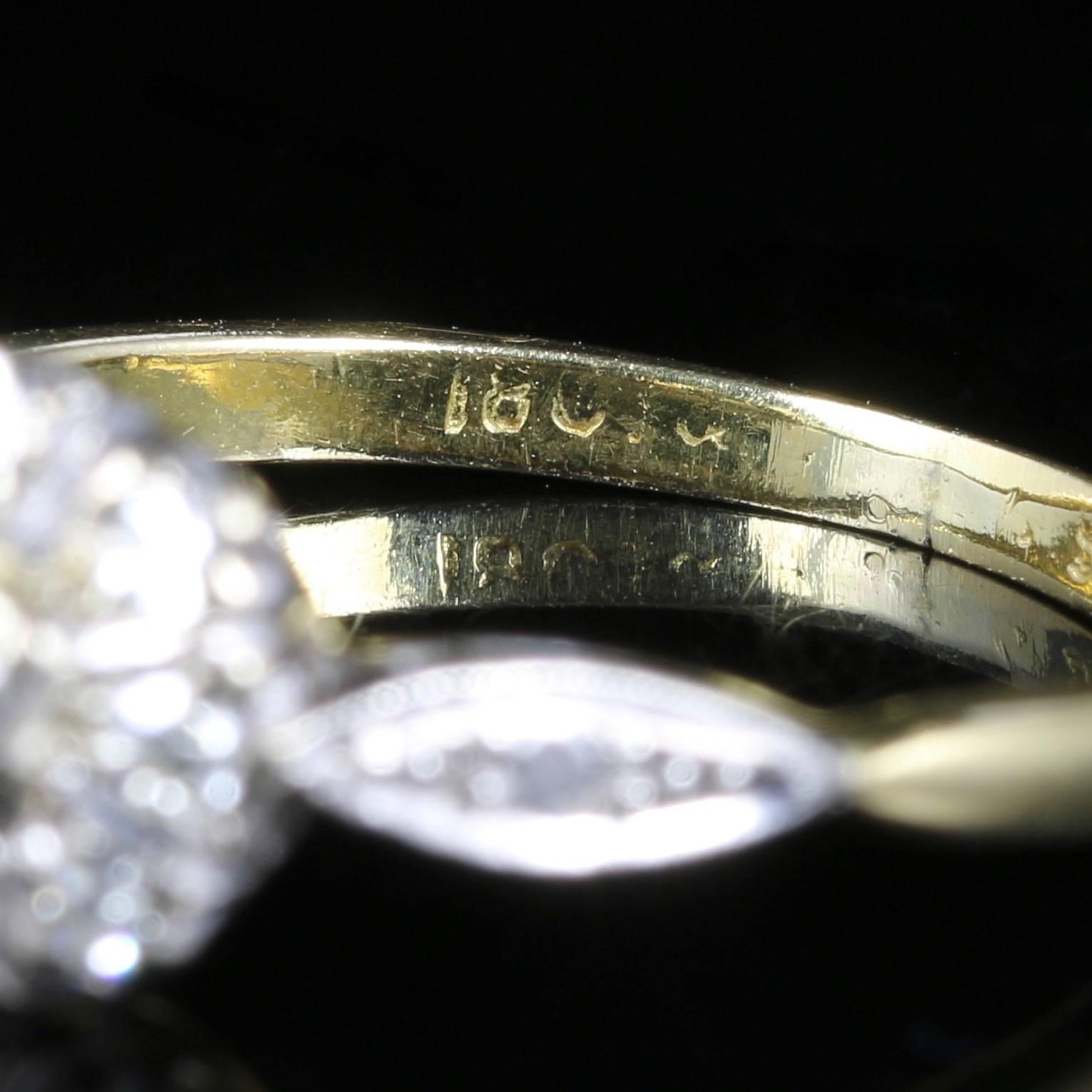 Antique Edwardian Diamond Cluster Ring circa 1900 Platinum Engagement Ring In Excellent Condition In Lancaster, Lancashire
