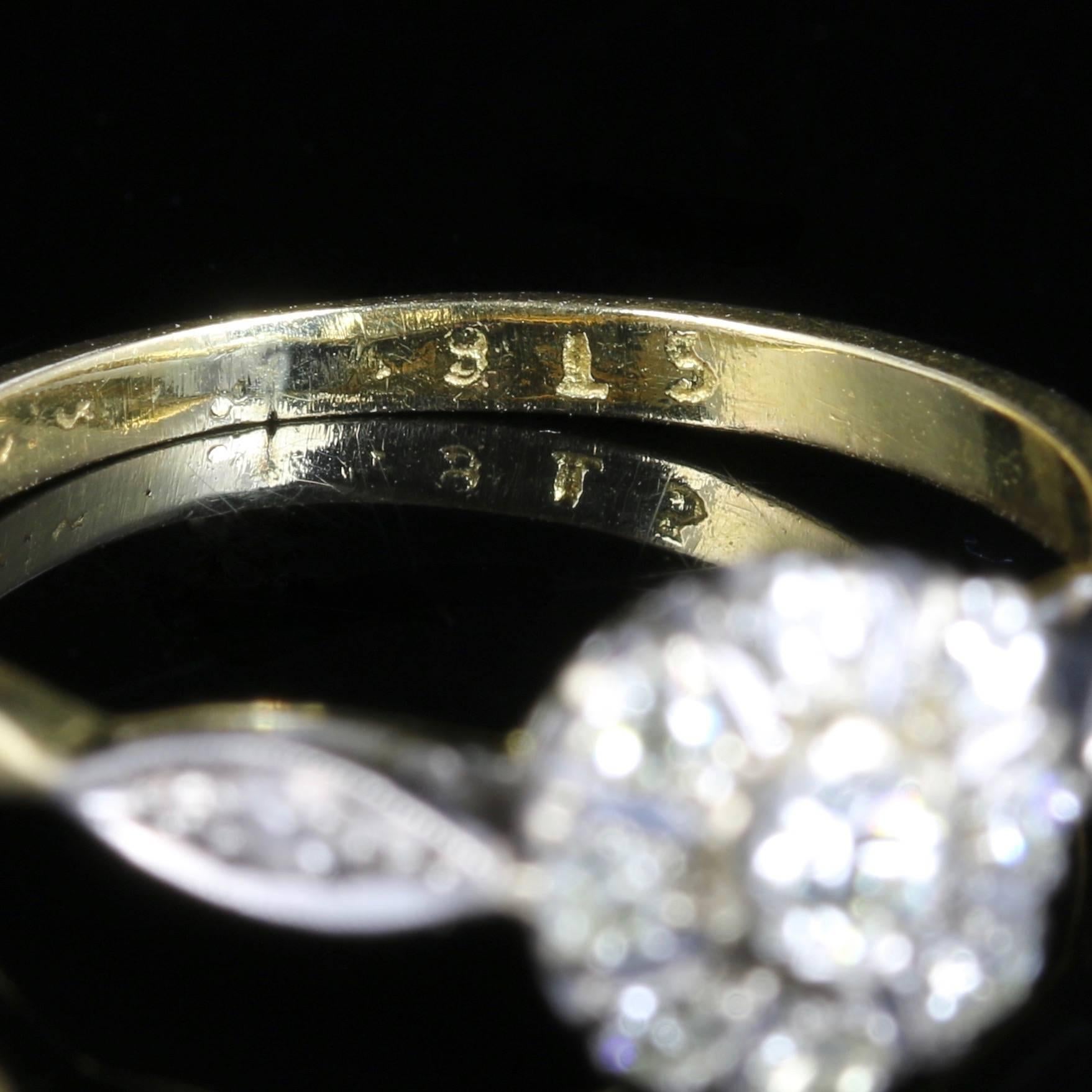 Women's or Men's Antique Edwardian Diamond Cluster Ring circa 1900 Platinum Engagement Ring