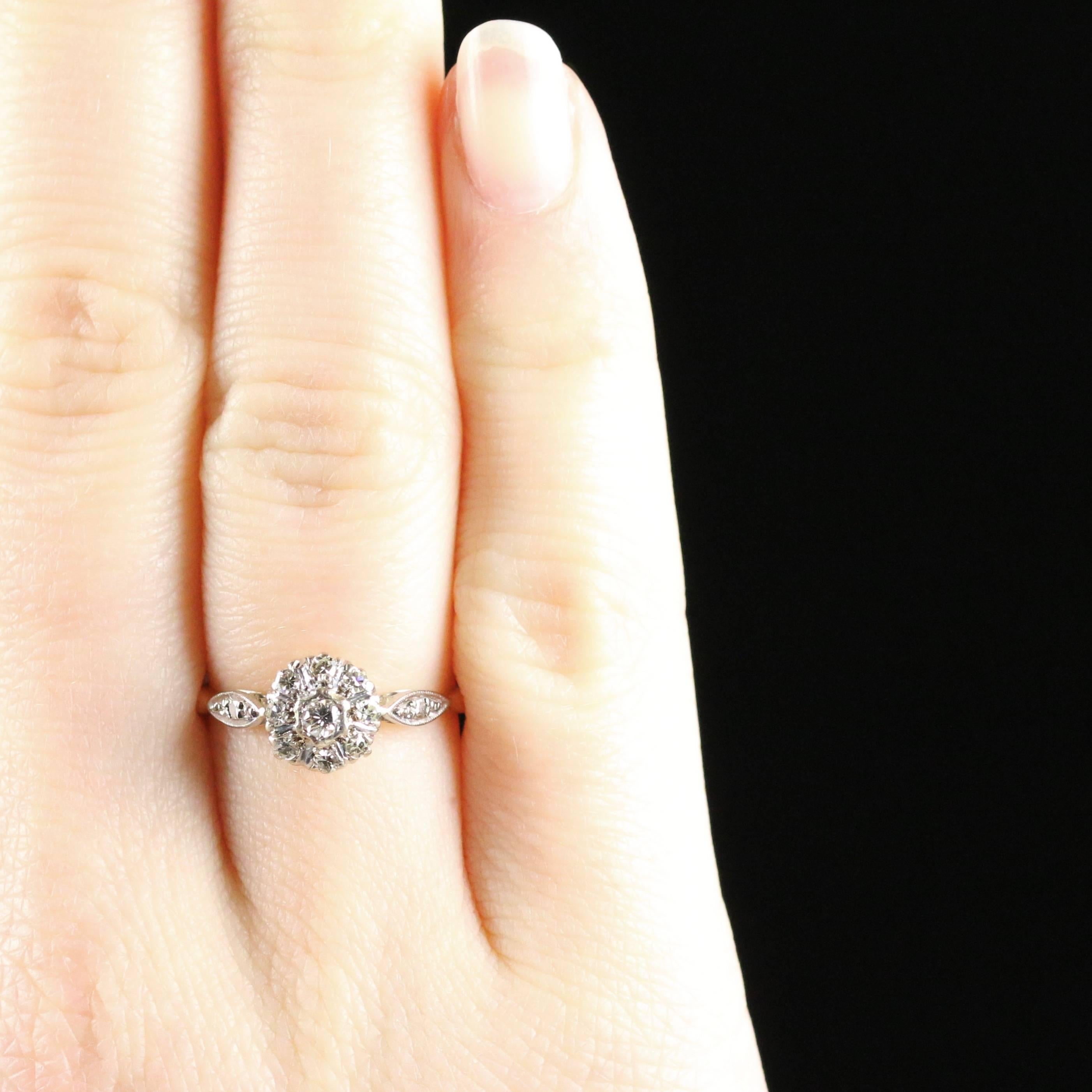 Antique Edwardian Diamond Cluster Ring circa 1900 Platinum Engagement Ring 3