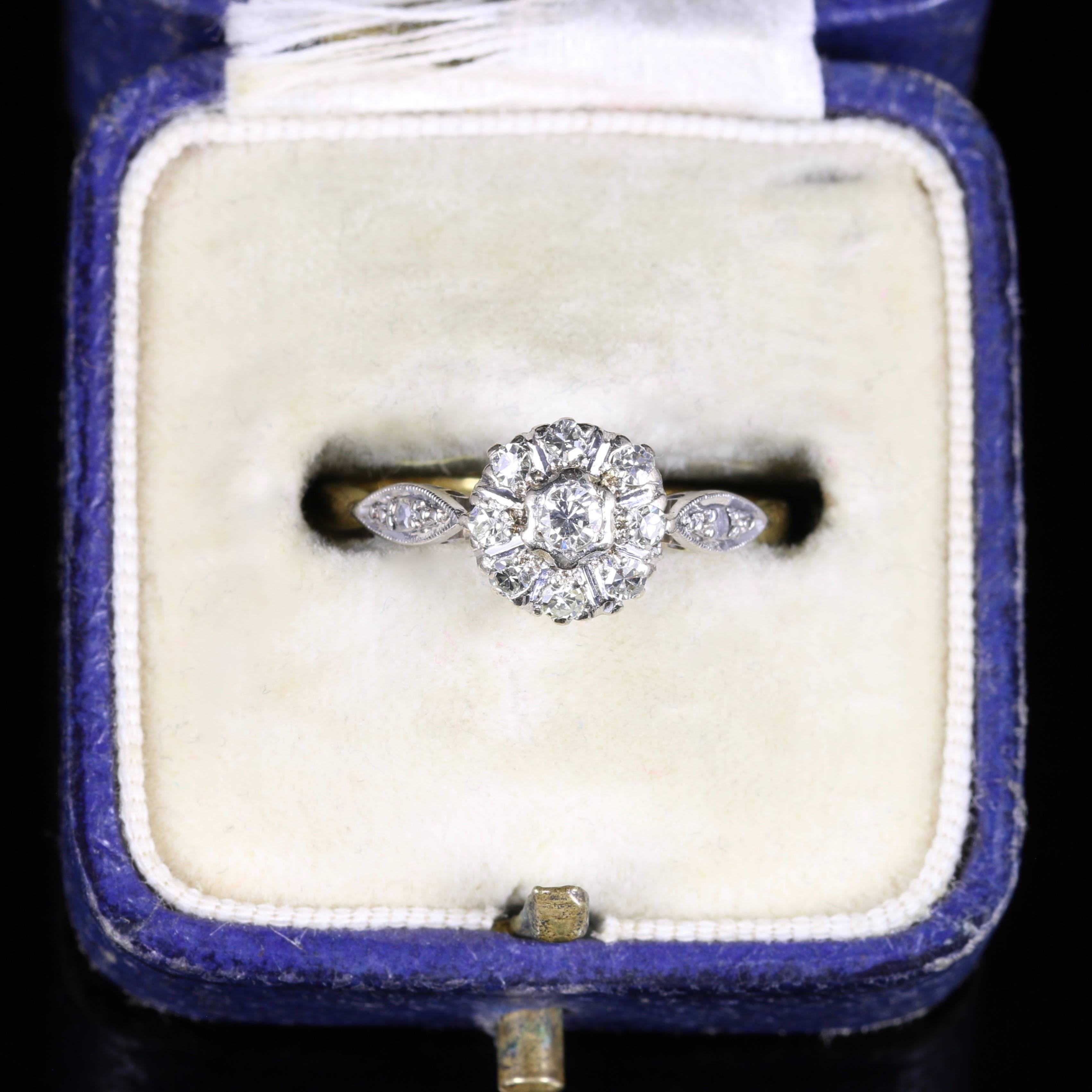 Antique Edwardian Diamond Cluster Ring circa 1900 Platinum Engagement Ring 2