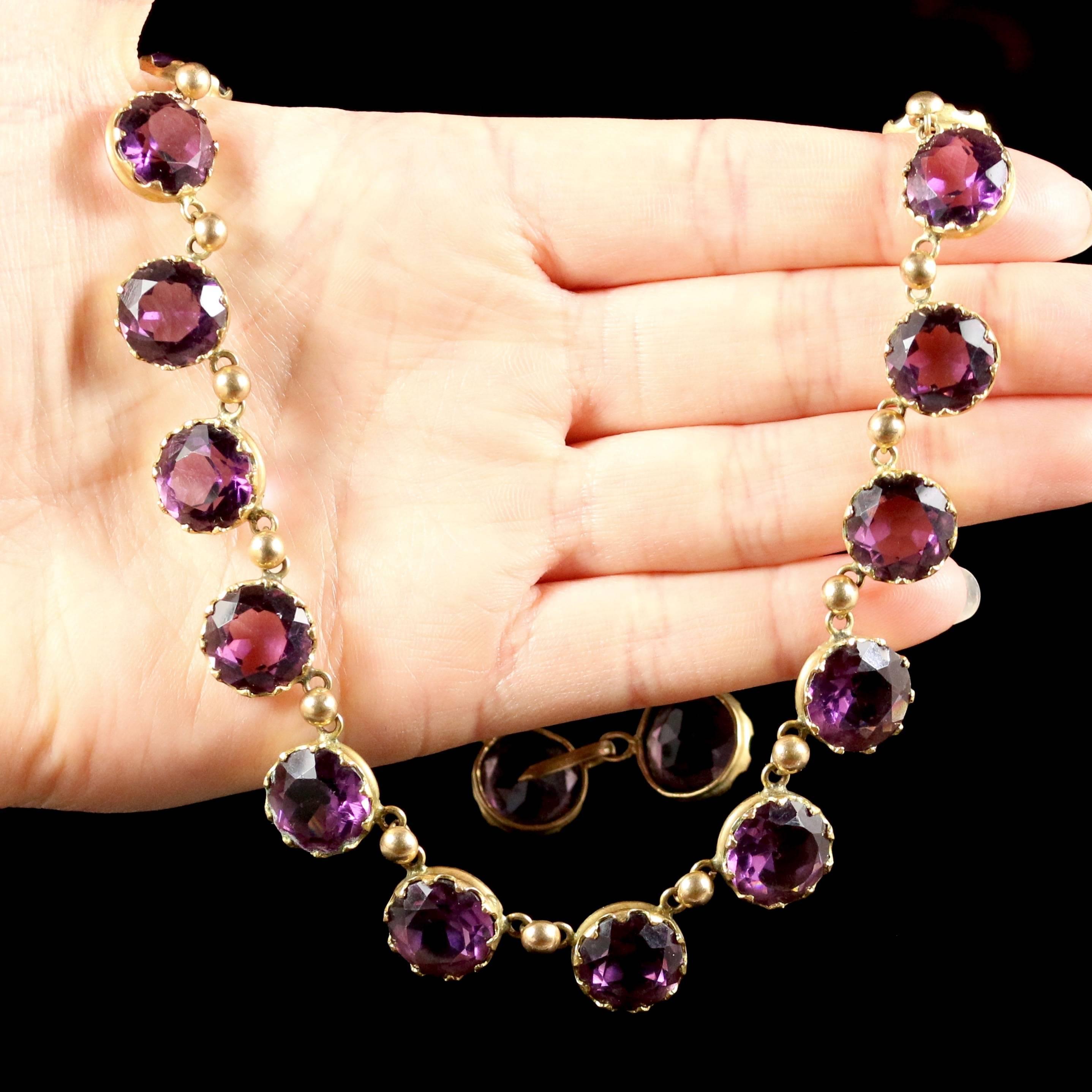 Antique Victorian Purple Paste Necklace, circa 1860 For Sale 6