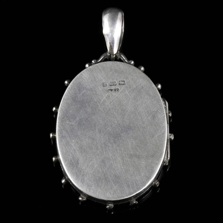 Antique Victorian Dated Birmingham 1885 Silver Locket For Sale at