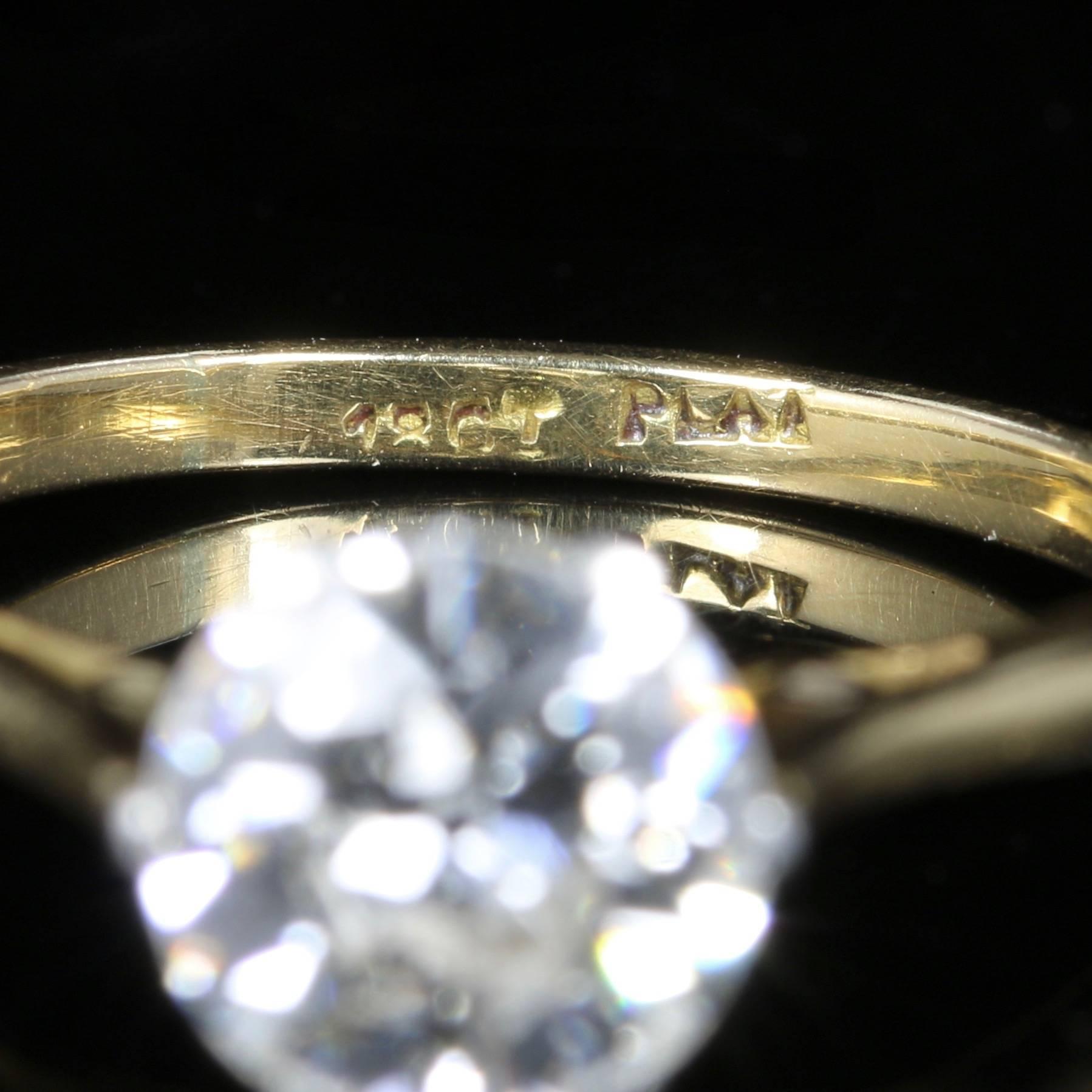 Antique Victorian 1.60 Carat Diamond in 18 Carat Gold Diamond Solitaire Ring 1