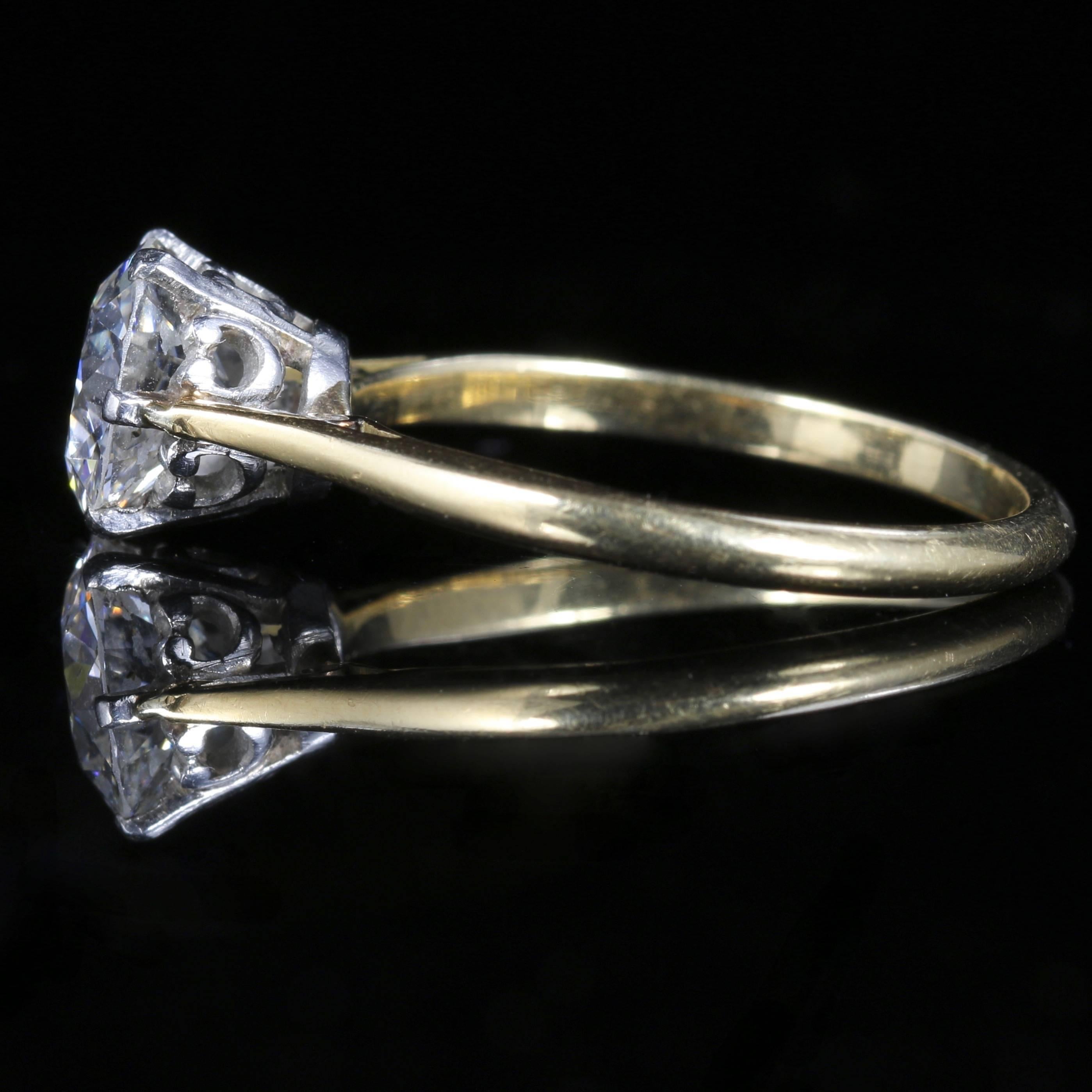 Antique Victorian 1.60 Carat Diamond in 18 Carat Gold Diamond Solitaire Ring In Excellent Condition In Lancaster, Lancashire